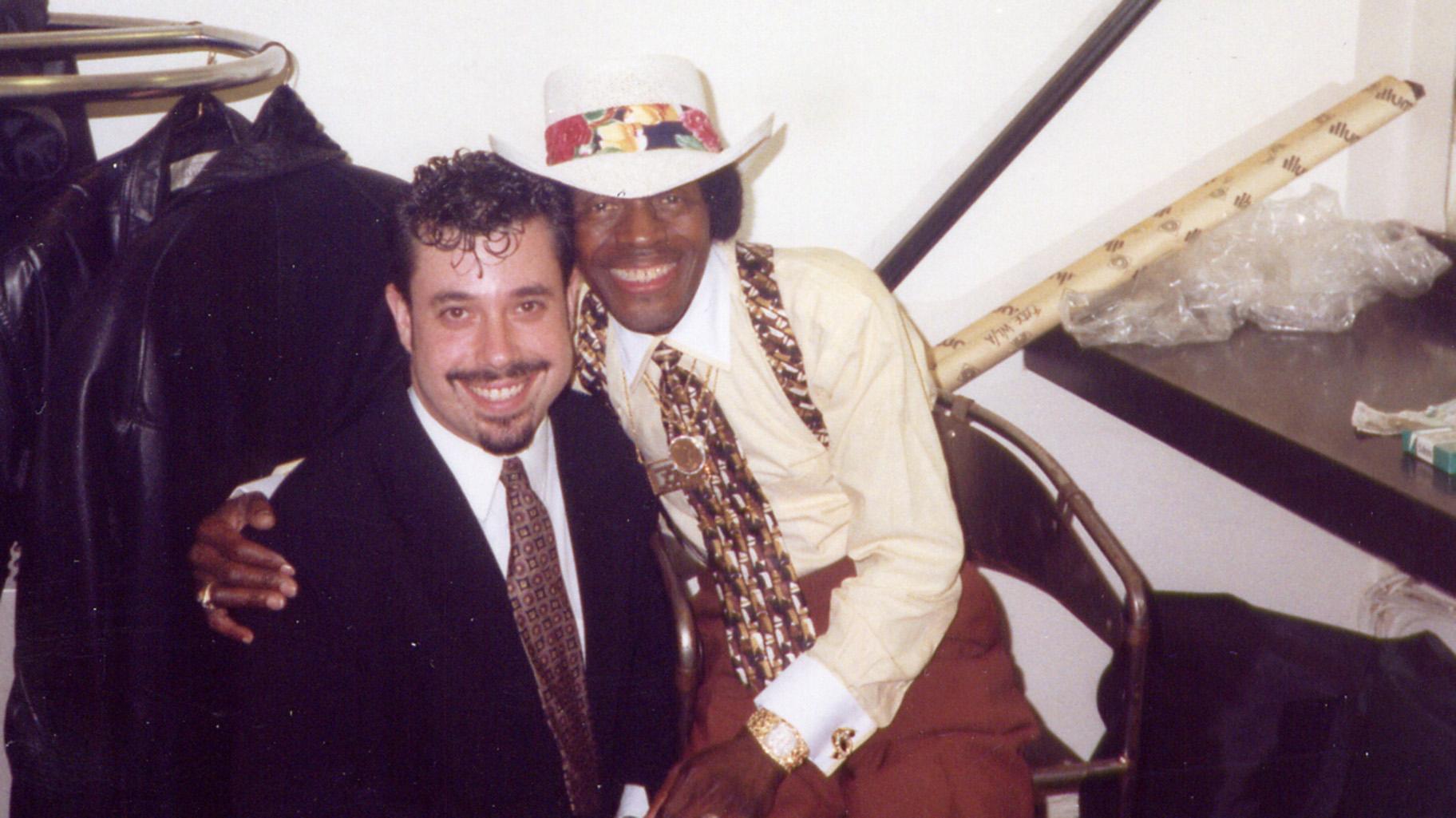 Johnny Iguana backstage with Junior Wells. (Courtesy of Johnny Iguana)