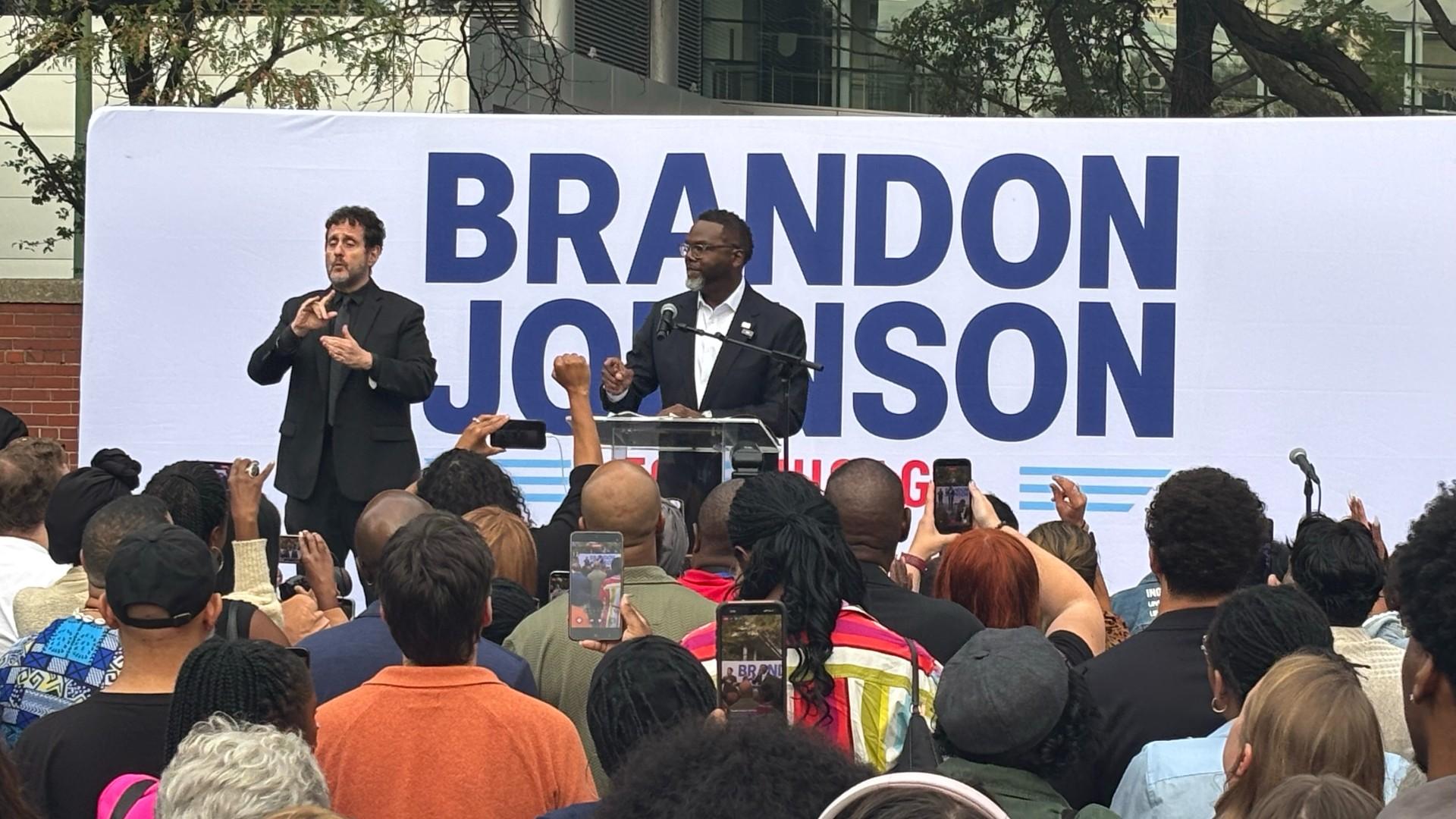 Mayor Brandon Johnson launches his campaign for a second term on Sept. 13, 2026. (Heather Cherone / WTTW News)