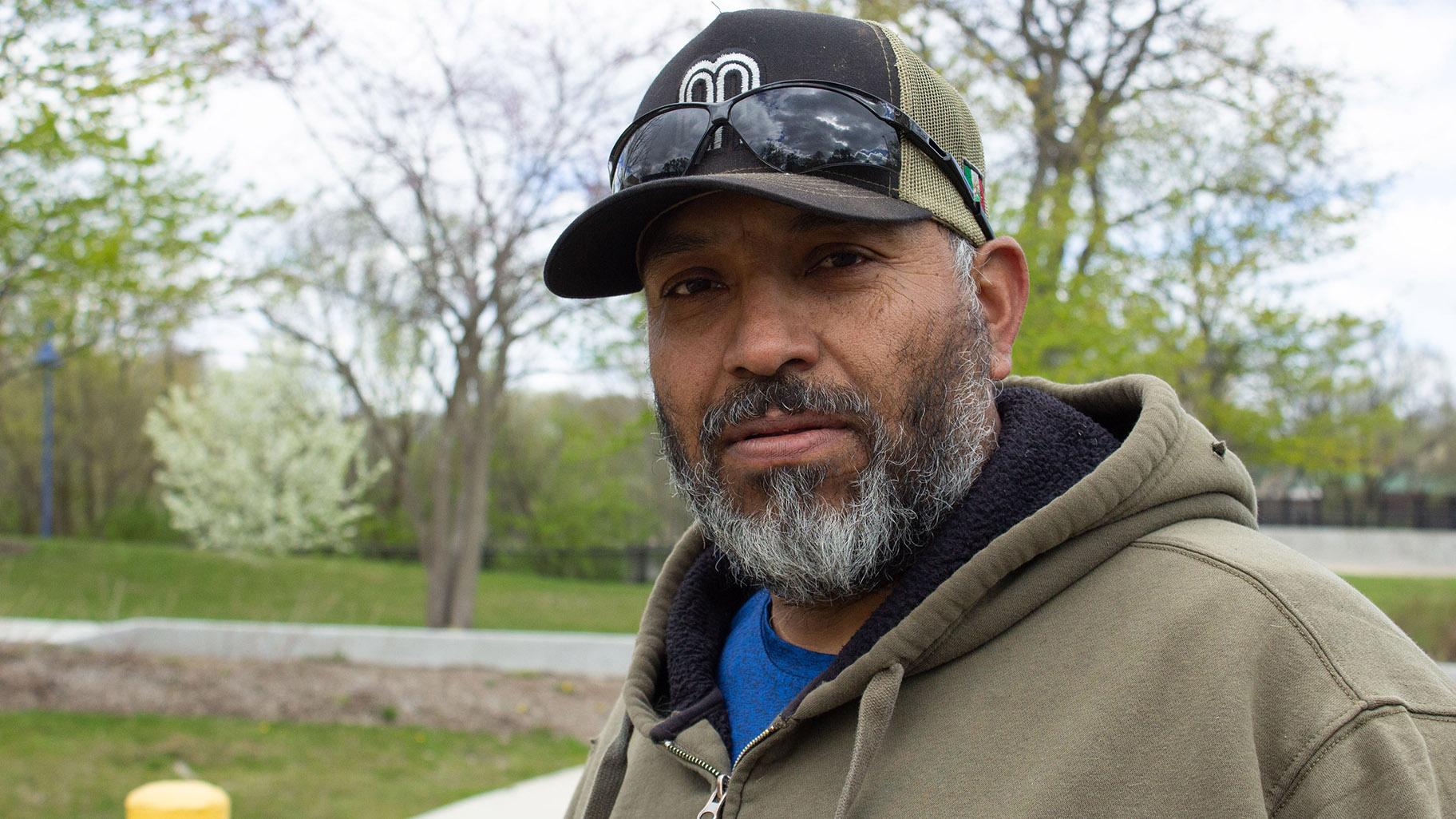 Landscaper Juan Mora says Evanston’s gas-powered leaf blower ban has made it a financial hardship to continue doing business in the suburb. (Blair Paddock / WTTW News)