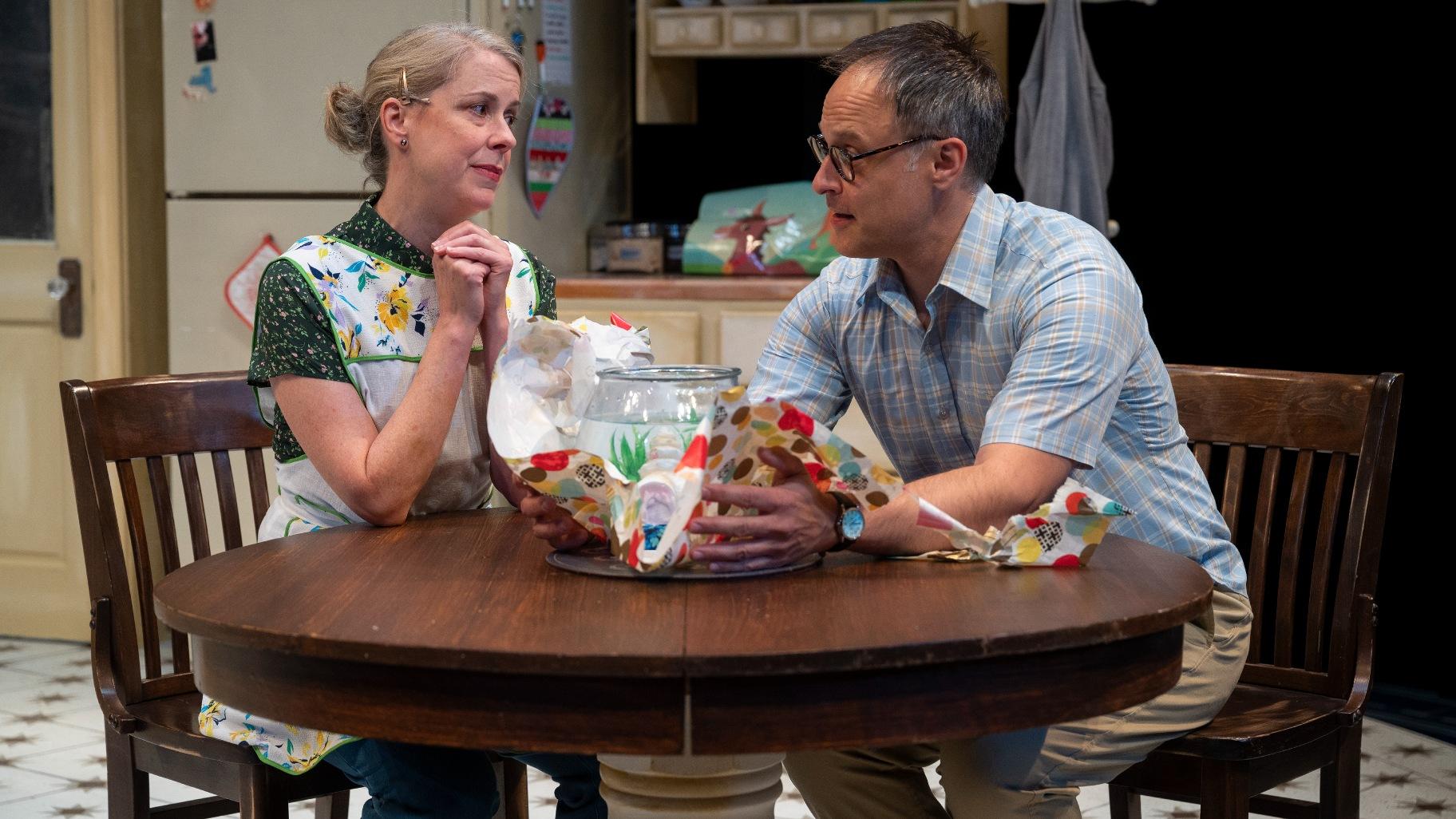 Kate Fry and Timothy Edward Kane in “Birthday Candles” at the Northlight Theatre. (Credit: Michael Brosilow)