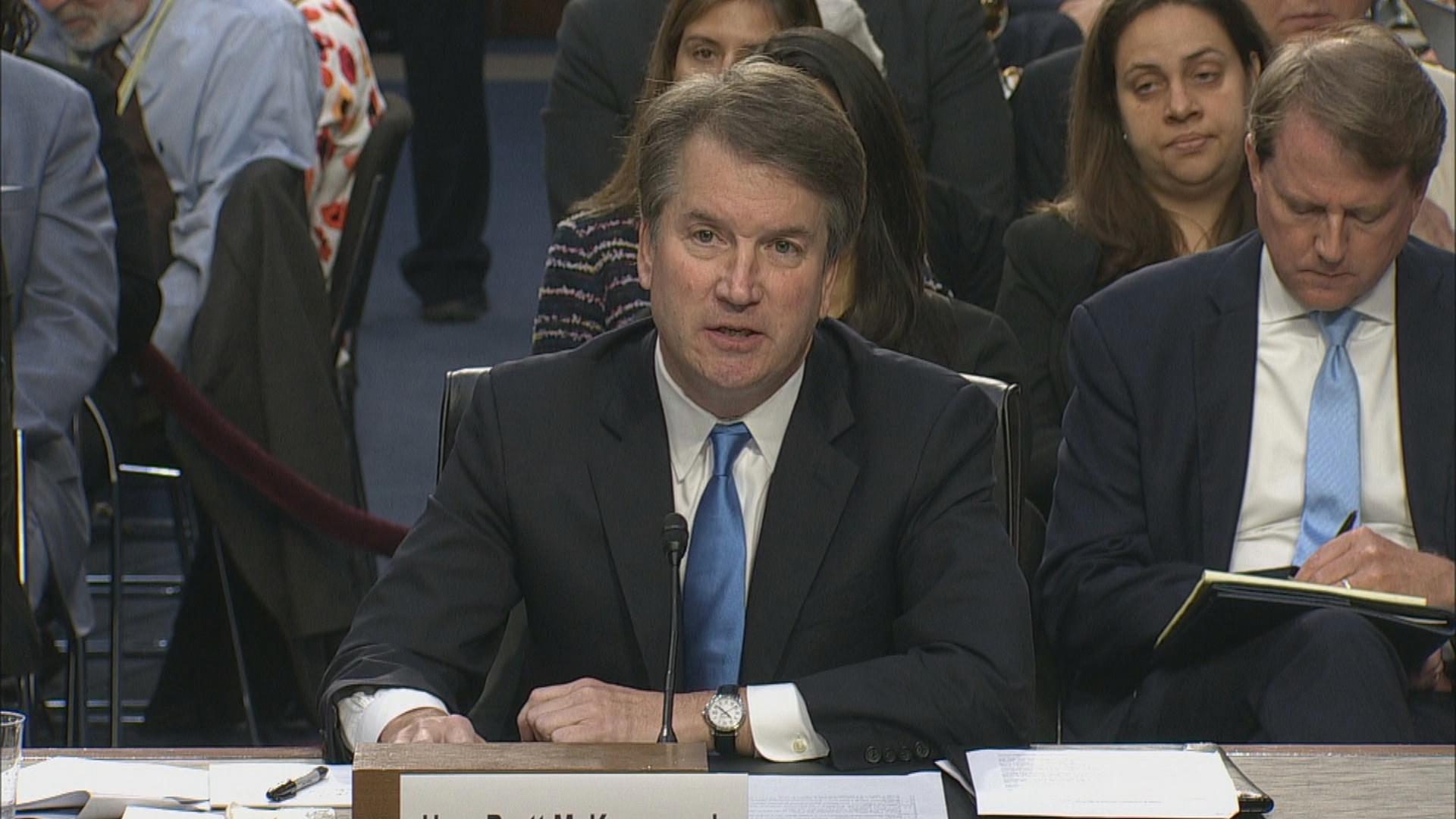 Judge Brett Kavanaugh discusses Roe v. Wade during his confirmation hearing before the Senate Judiciary Committee on Wednesday, Sept. 5, 2018.