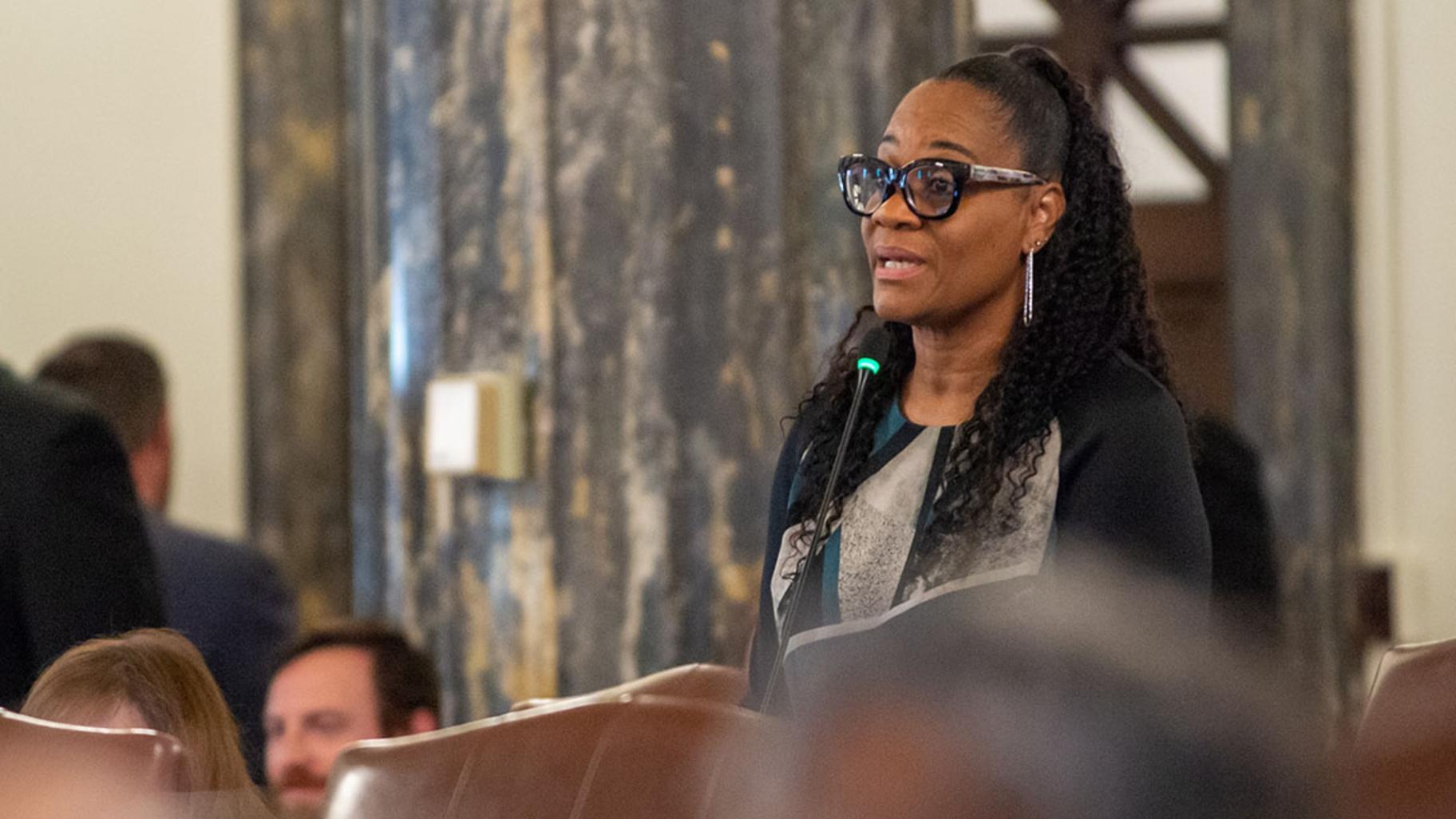 Senate Democratic Leader Kimberly Lightford is pictured in a file photo. She is the sponsor of a bill creating a new formula for funding public universities. (Capitol News Illinois file photo)