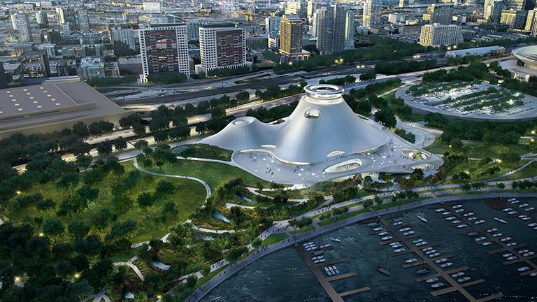 Rendering of the Lucas museum. (Courtesy of the Lucas Museum of Narrative Art)