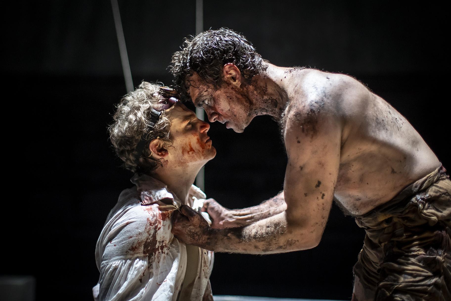 Lookingglass Theatre Company Artistic Associate Walter Briggs, left, and Keith Gallagher in “Frankenstein.” (Photo by Liz Lauren)