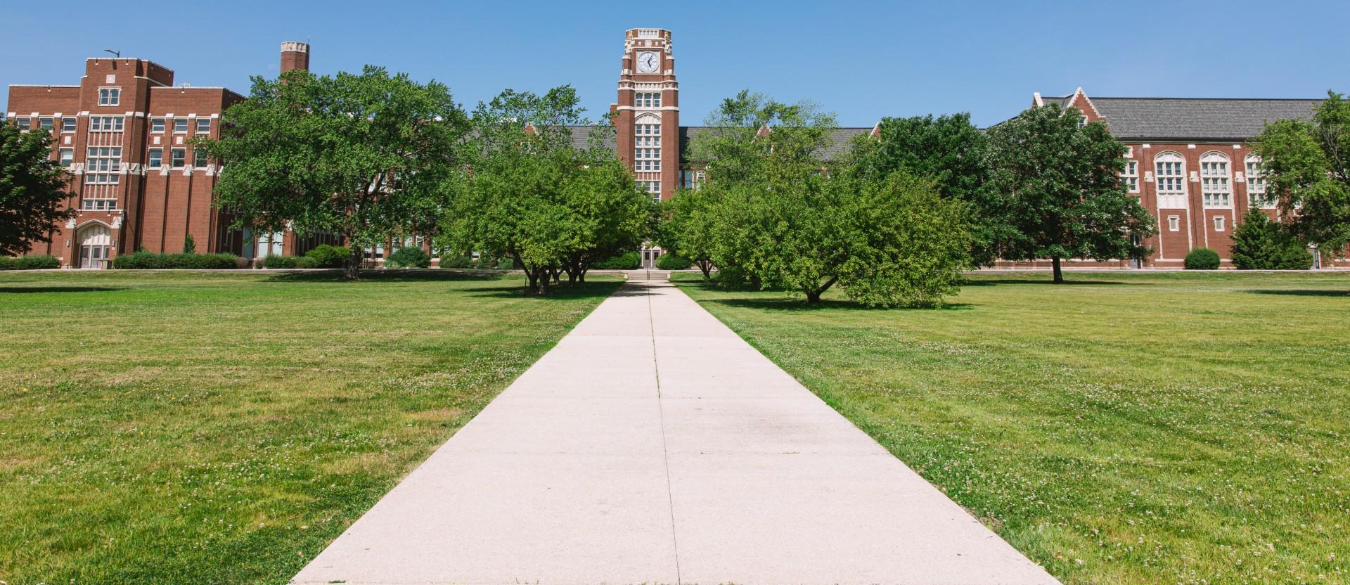 Lane Technical College Prep High School in Chicago is pictured on June 16, 2025. (Michael Izquierdo / WTTW News)
