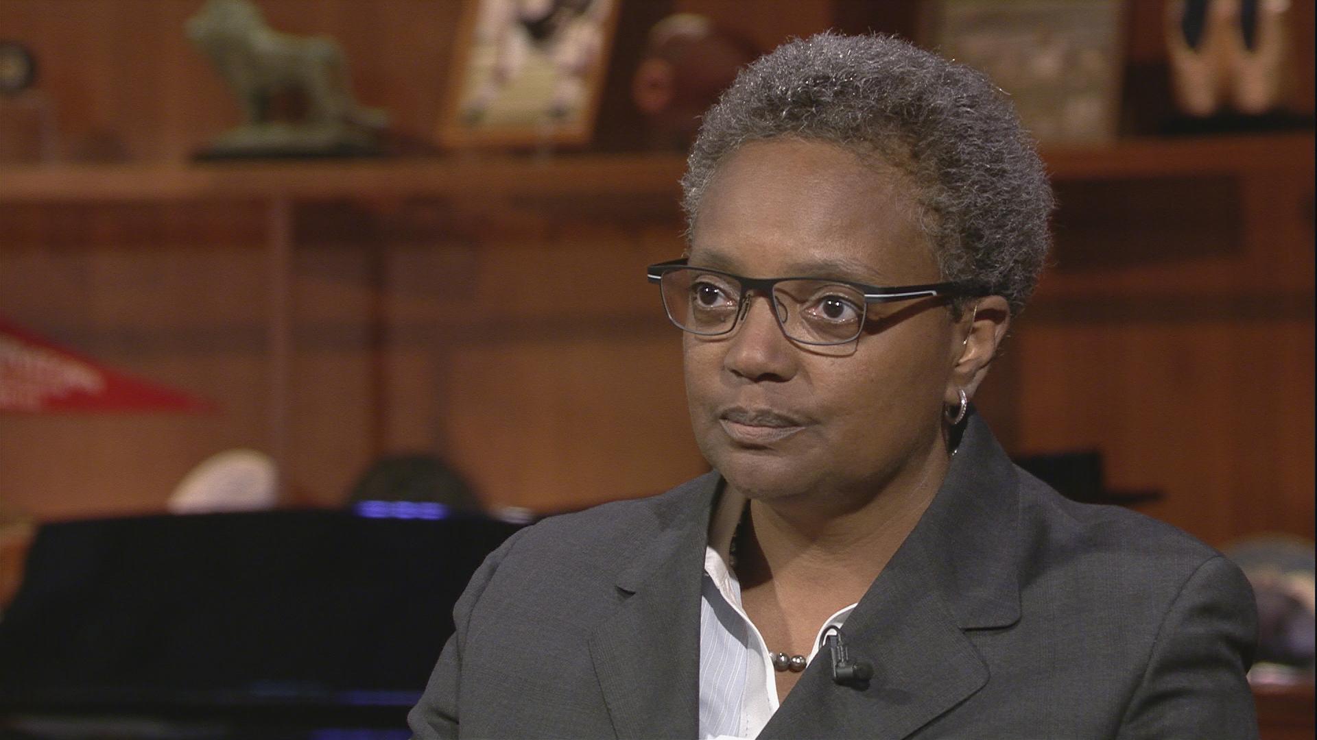 Lori Lightfoot speaks with Carol Marin on “Chicago Tonight” on Aug. 2.