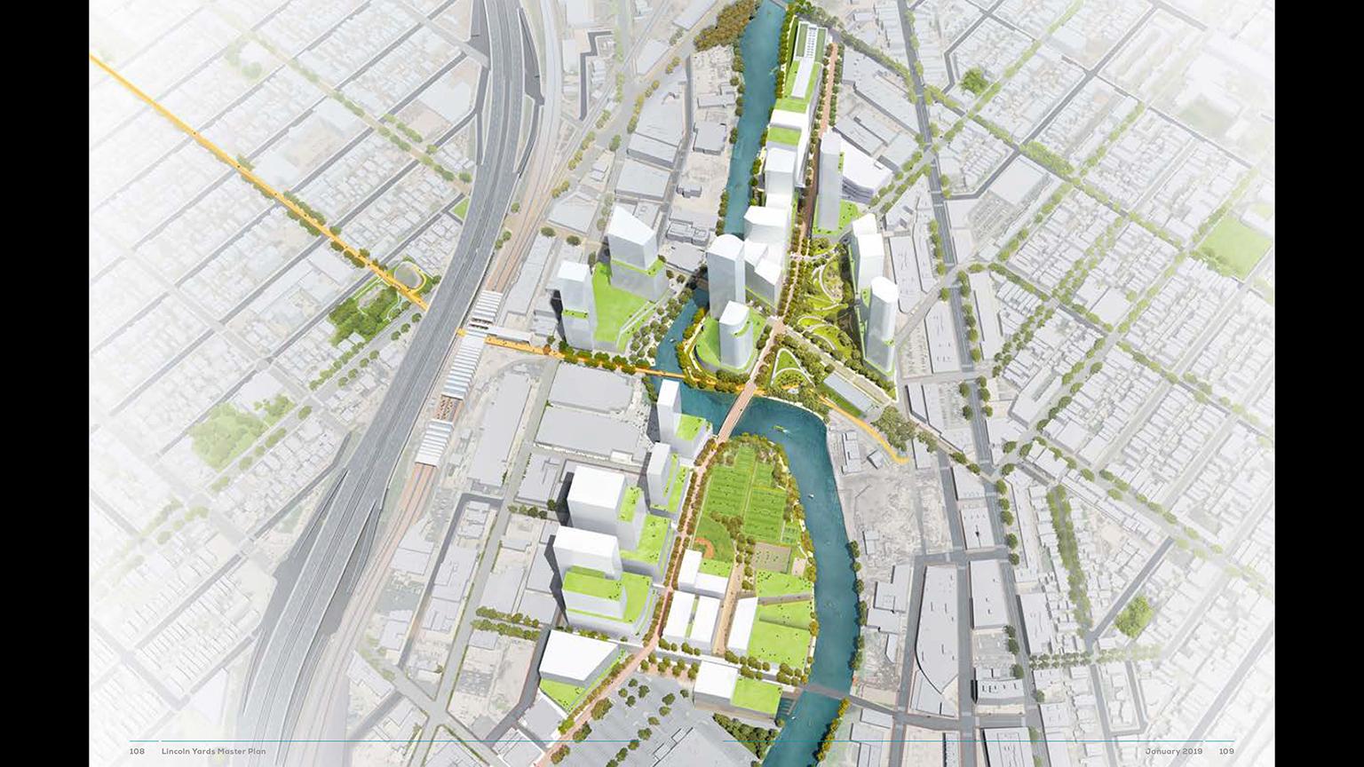 An artist’s rendering of the Lincoln Yards master plan released in January 2019. (Courtesy Sterling Bay)