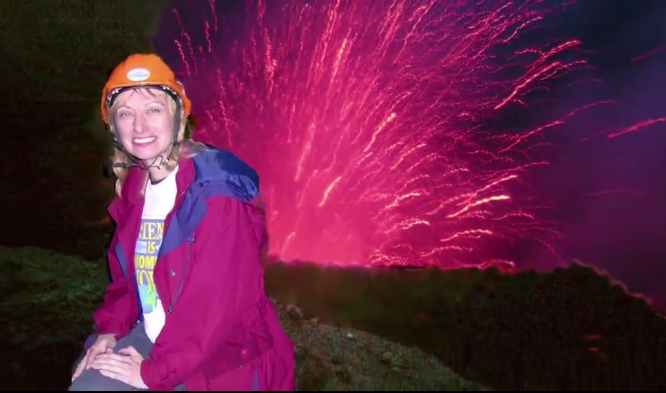 Rosaly Lopes near a terrestrial volcano (NASA)