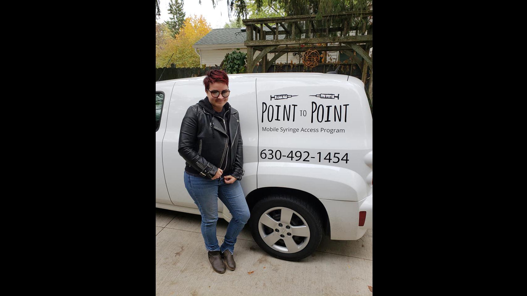 Batavia resident Lyndsay Hartman has been running Point to Point, a mobile syringe exchange program, in Kane county for about a year.  (Point to Point / Facebook)