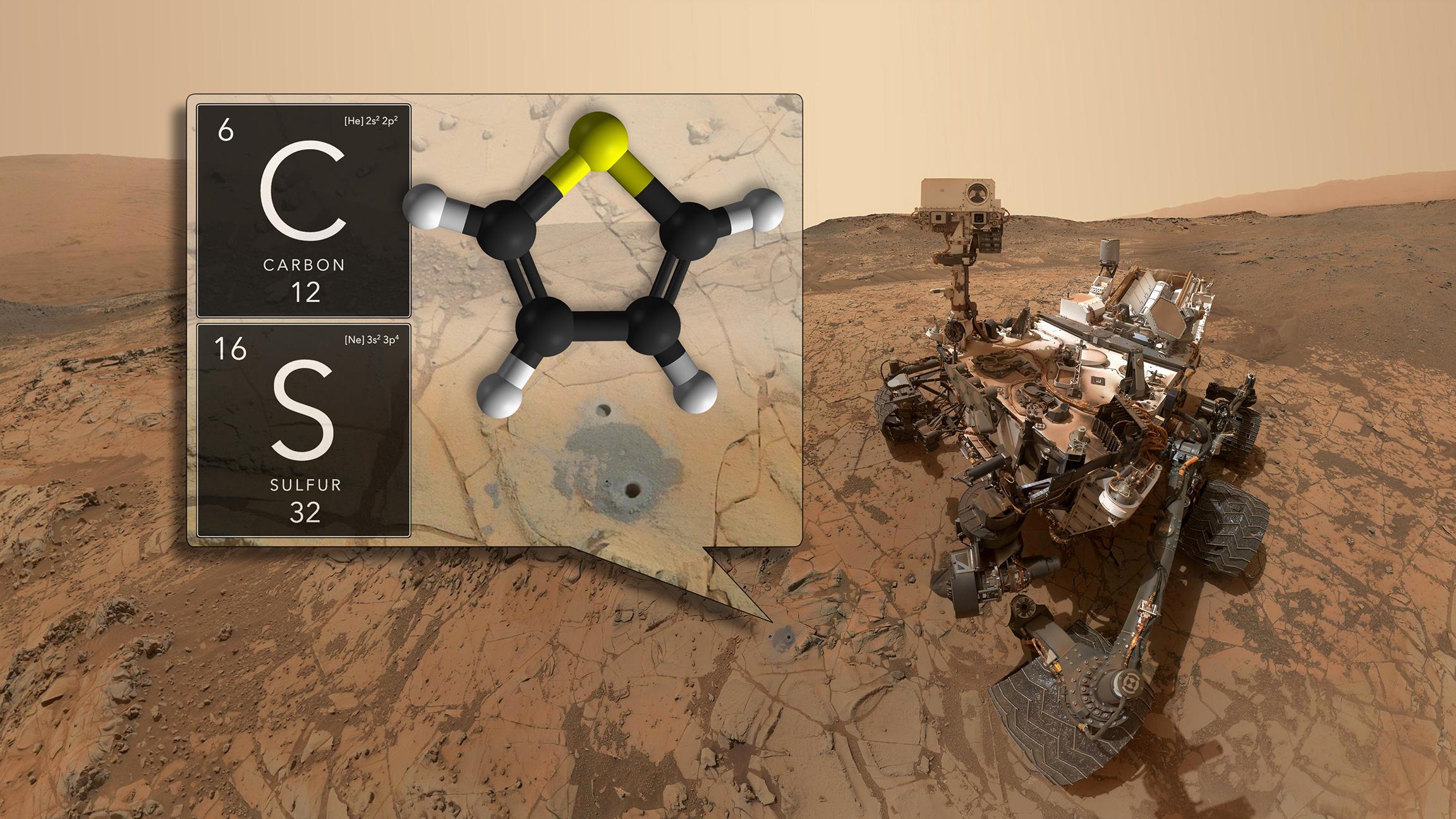 NASA’s Curiosity rover has discovered ancient organic molecules on Mars, embedded within sedimentary rocks that are billions of years old. (Credit: NASA / GSFC)