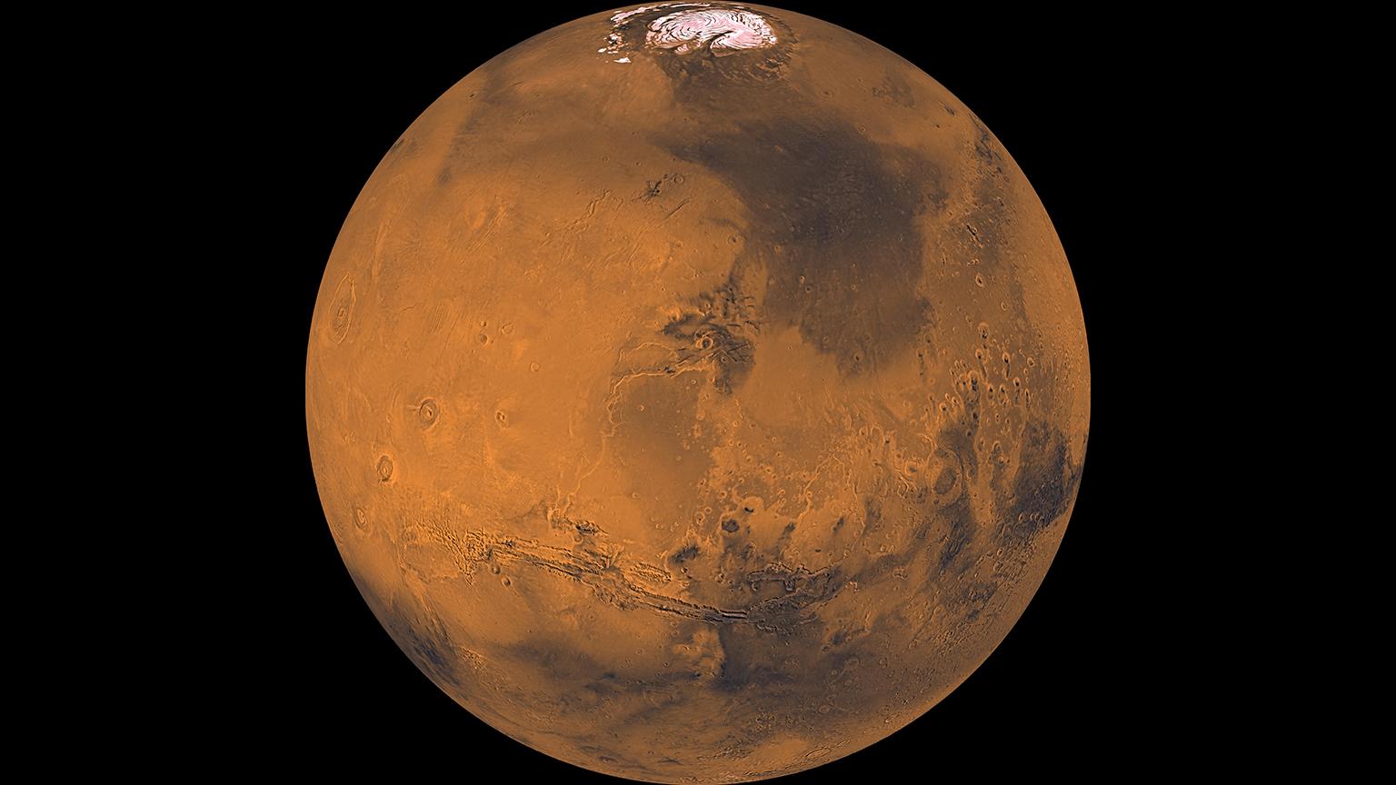 Mars is bright in the summer sky this week. (Credit: NASA / JPL / USGS)