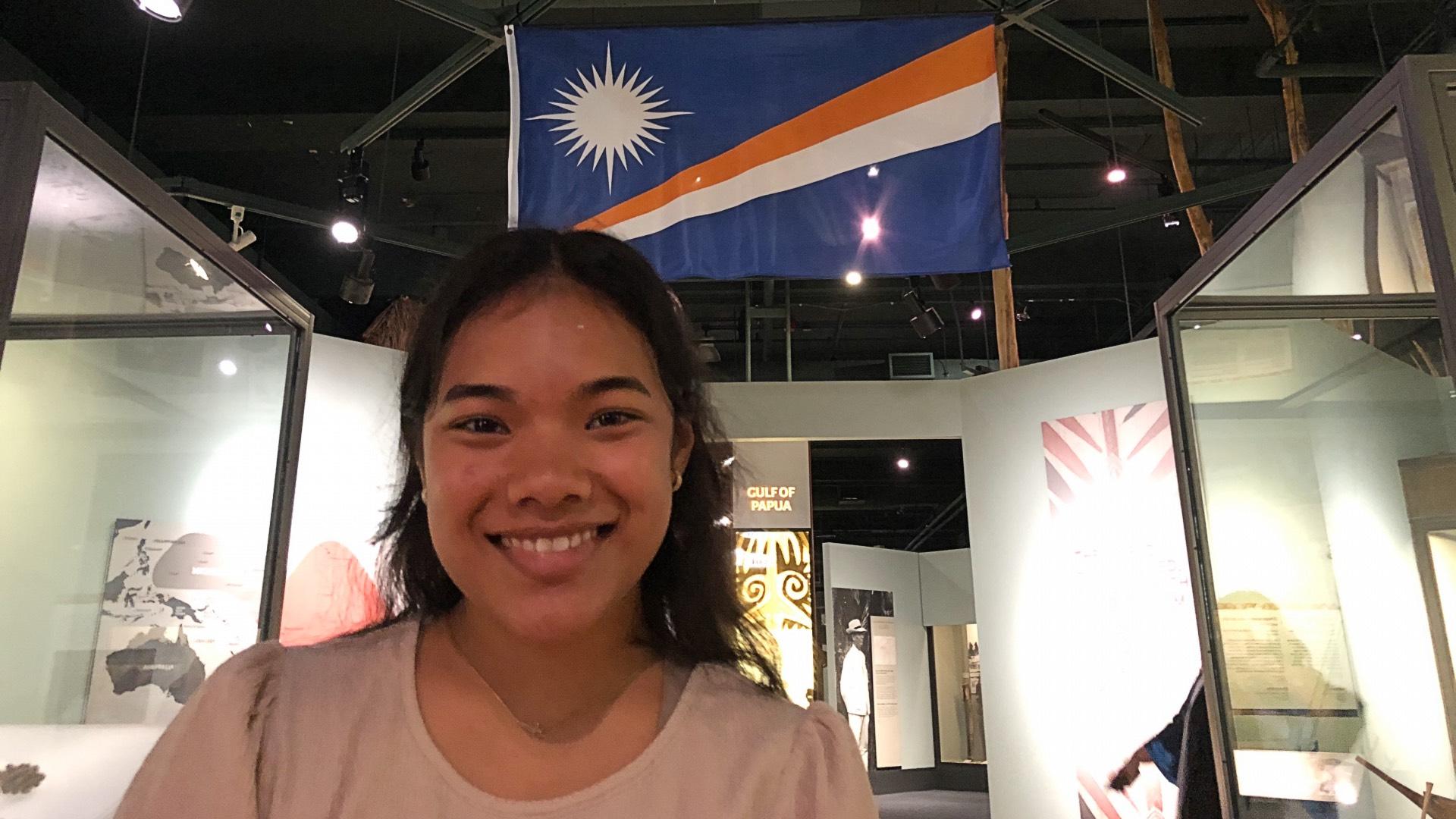 Evencilla Malolo was among the students from Enid, Okla., who collaborated with the Field Museum on the Marshall Island exhibit. (Patty Wetli / WTTW News)