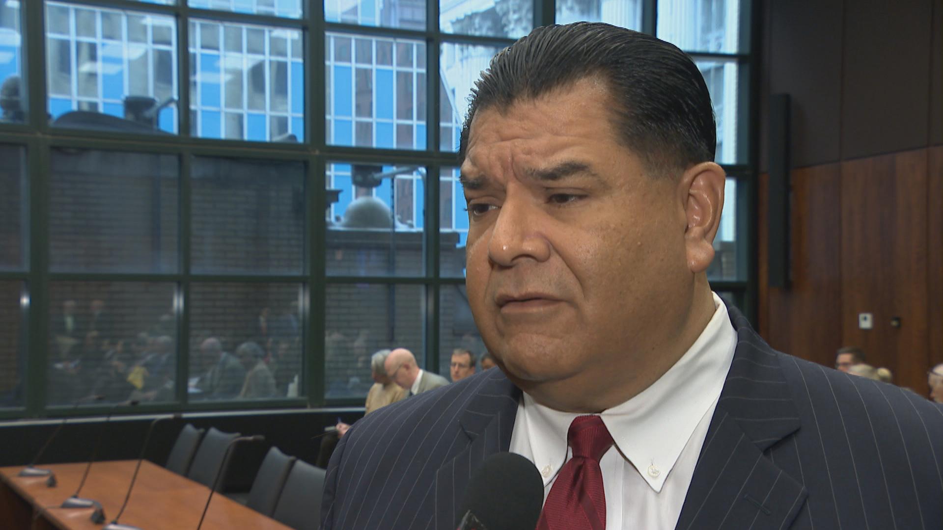 In this file photo, state Sen. Martin Sandoval speaks with WTTW News.