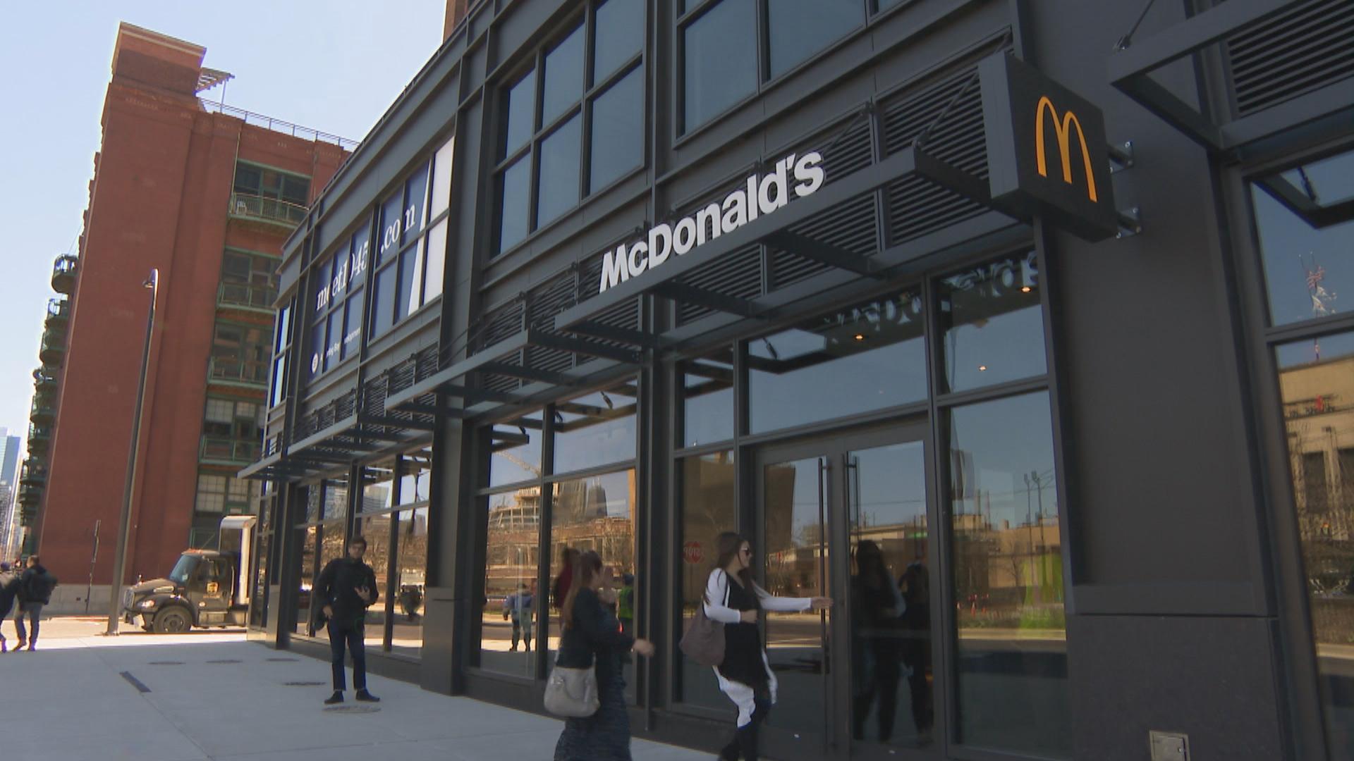 Opening day on April 25, 2018, of the McDonald’s restaurant inside the company’s new West Loop headquarters. 