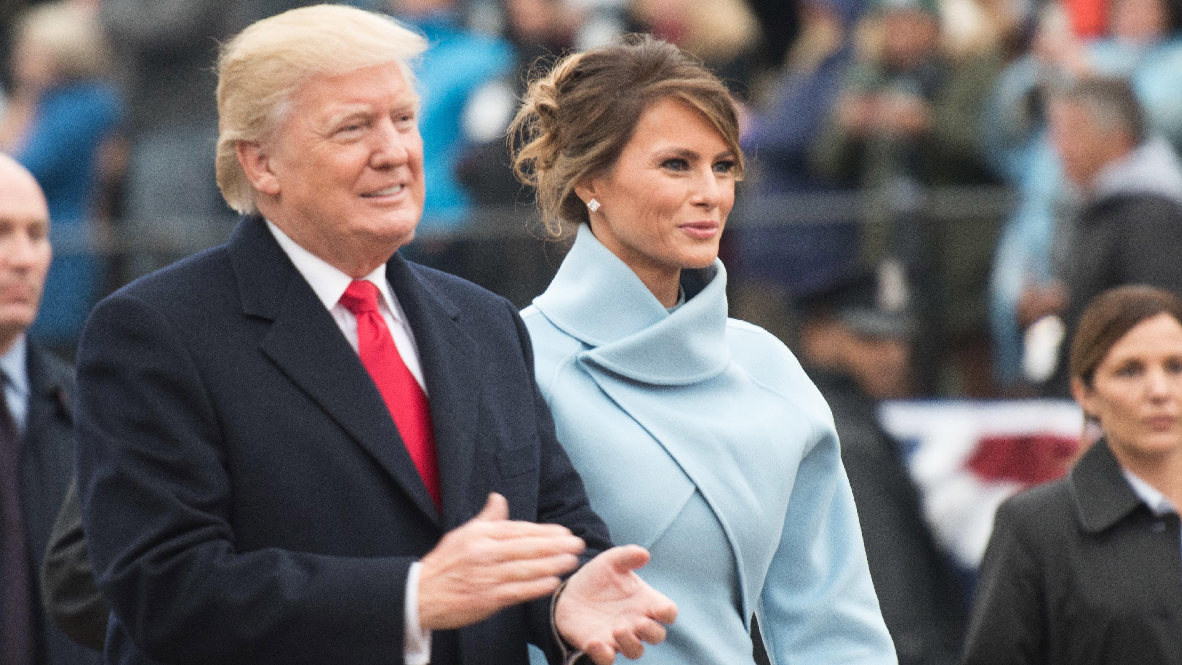 President Donald Trump and first lady Melania Trump at the 58th presidential inaugural parade in Washington D.C., on Jan. 20, 2017. (U.S. Army photo by Pvt. Gabriel Silva / Wikimedia Commons)