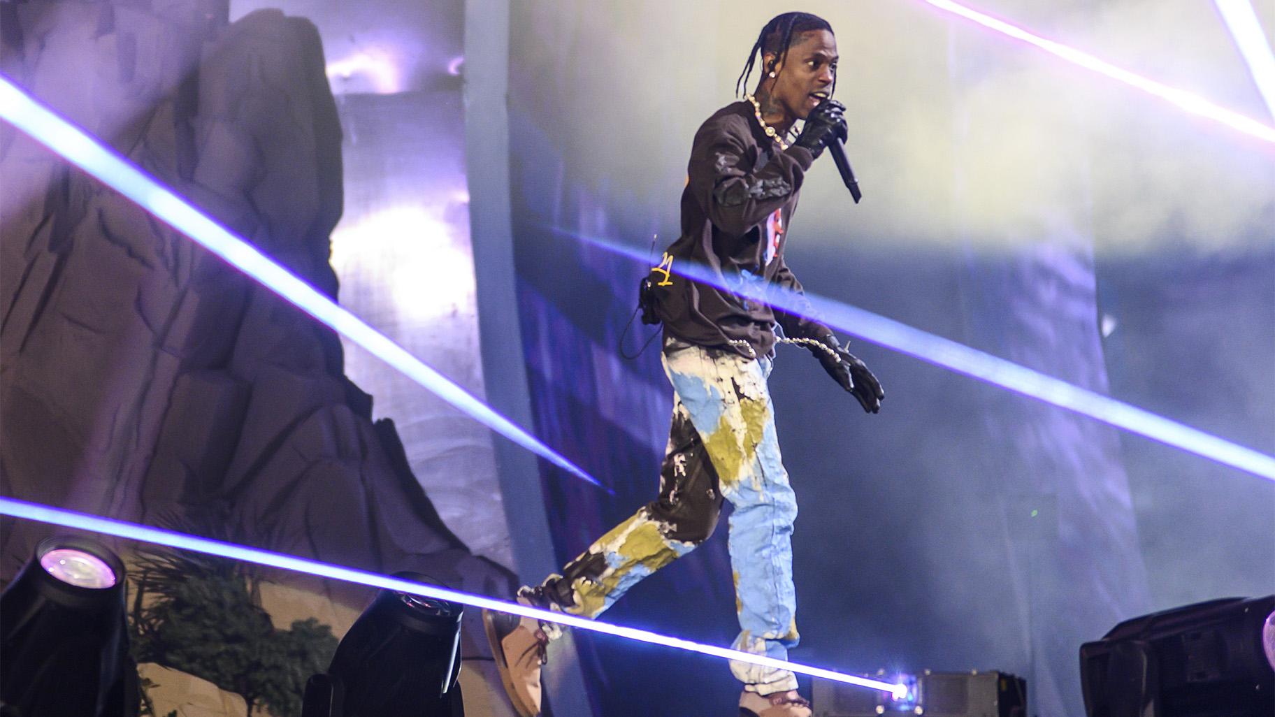 ravis Scott performs at Astroworld Festival at NRG park on Friday, Nov. 5, 2021 in Houston. (Jamaal Ellis / Houston Chronicle via AP)