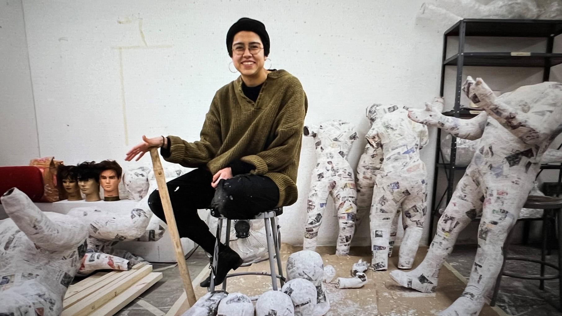 Natalia Cuevas, one of artists selected for the city’s arts and health pilot program for creative workers and who works with clients at the North River Mental Health Center. Cuevas will be showcasing an interactive piñata sculpture and facilitating screenprinting sessions on Saturday’s wellness summit event at Malcolm X College. (Courtesy of Natalia Cuevas)