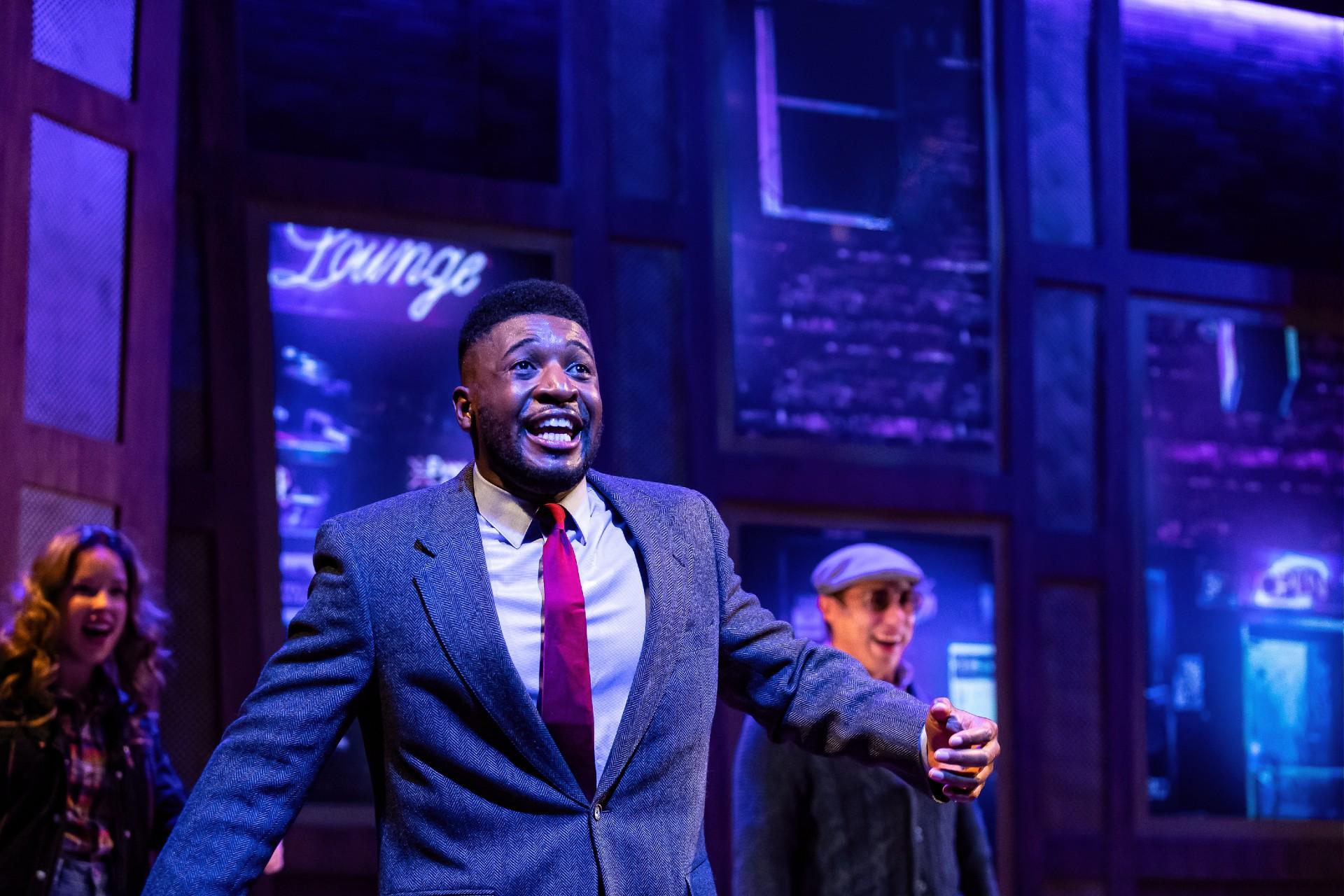 Nicole Armold, Gilbert Domally and Ed Kross perform in “Sister Act.” (Credit: Brett Beiner Photography)