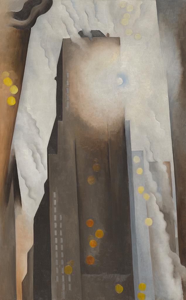 “The Shelton with Sunspots,” 1926, by Georgia O’Keeffe. (Courtesy of The Art Institute of Chicago, gift of Leigh B. Block. © Georgia O’Keeffe Museum/ Artists Rights Society, New York) 