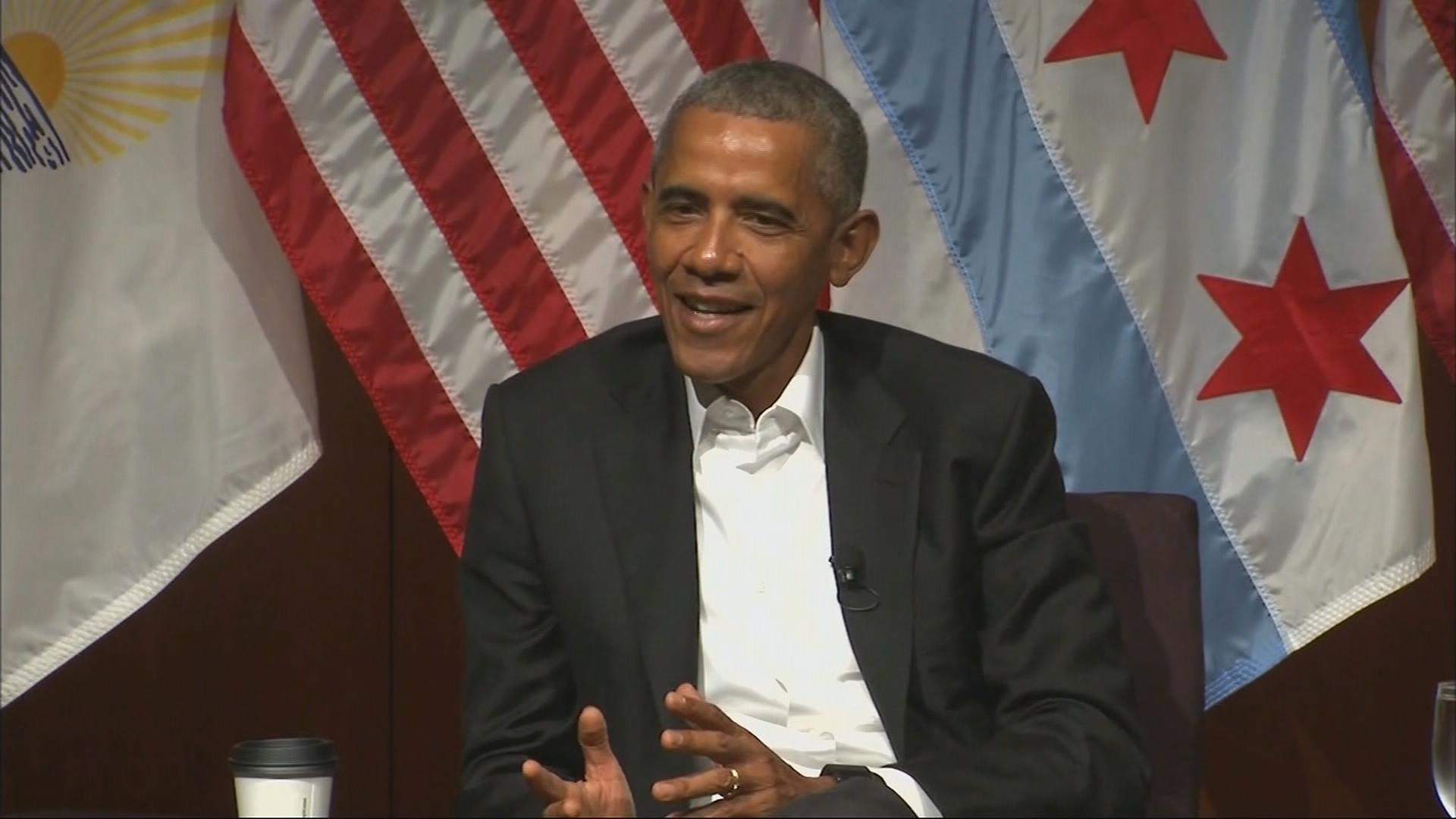 Former President Barack Obama speaks on Monday, April 24, 2017 at the University of Chicago.