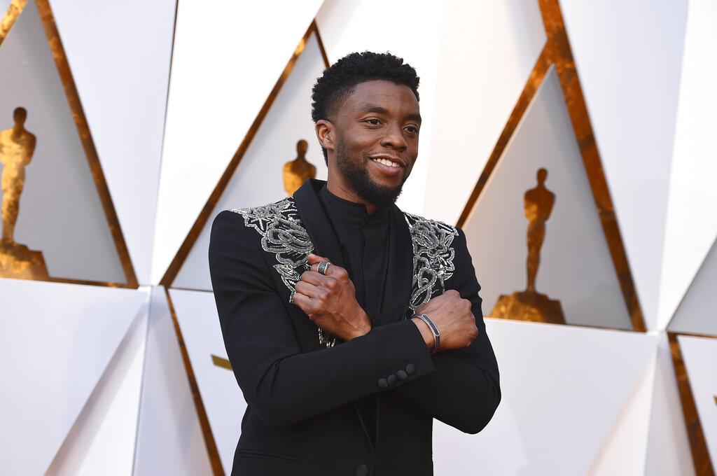 In this March 4, 2018 file photo, Chadwick Boseman arrives at the Oscars at the Dolby Theatre in Los Angeles. (Photo by Jordan Strauss / Invision / AP, File)