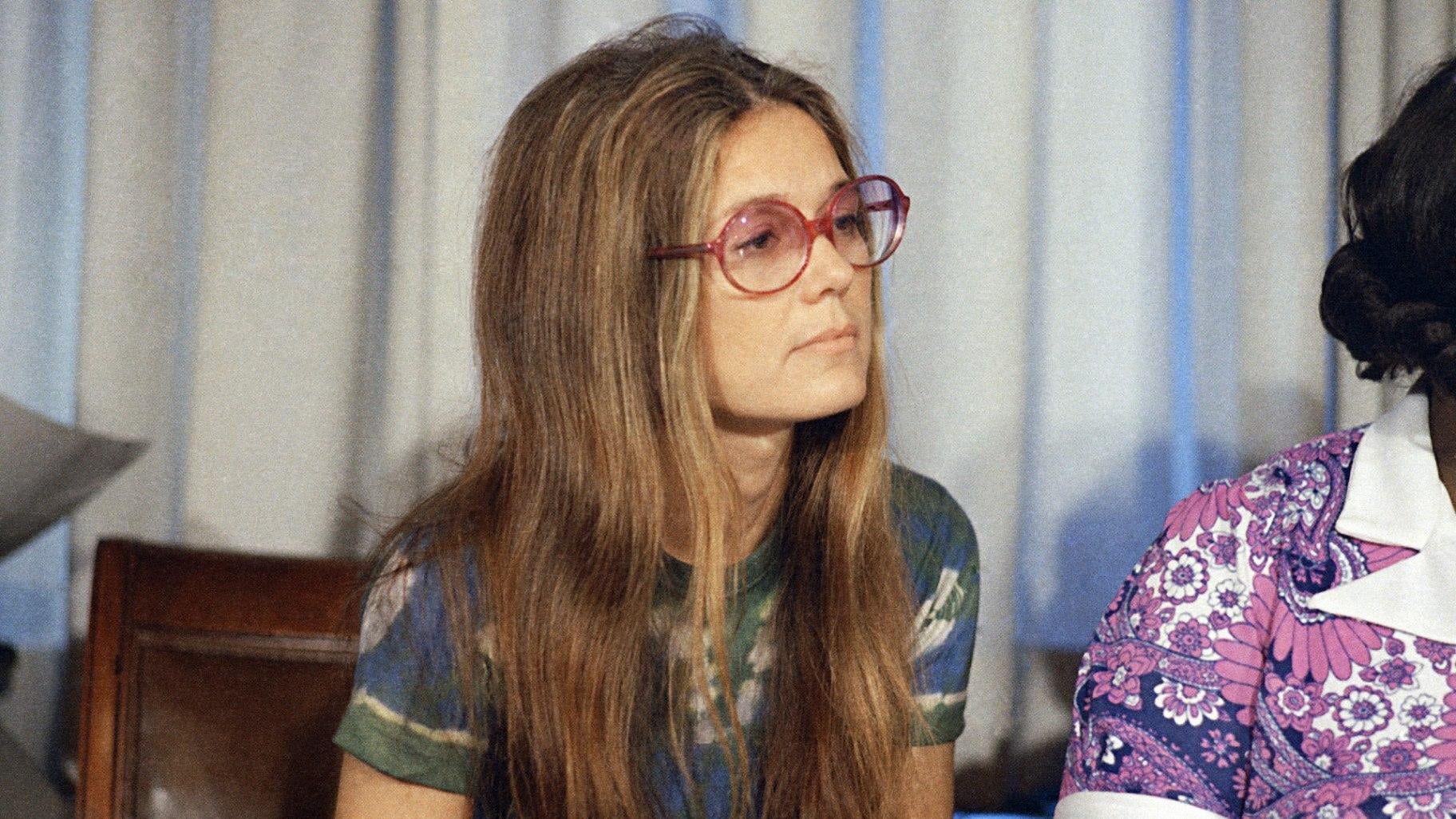 Women's rights spokeswoman Gloria Steinem attends a news conference at the American Civil Liberties Union office in New York, July 12, 1973. (AP Photo/Richard Drew, File)