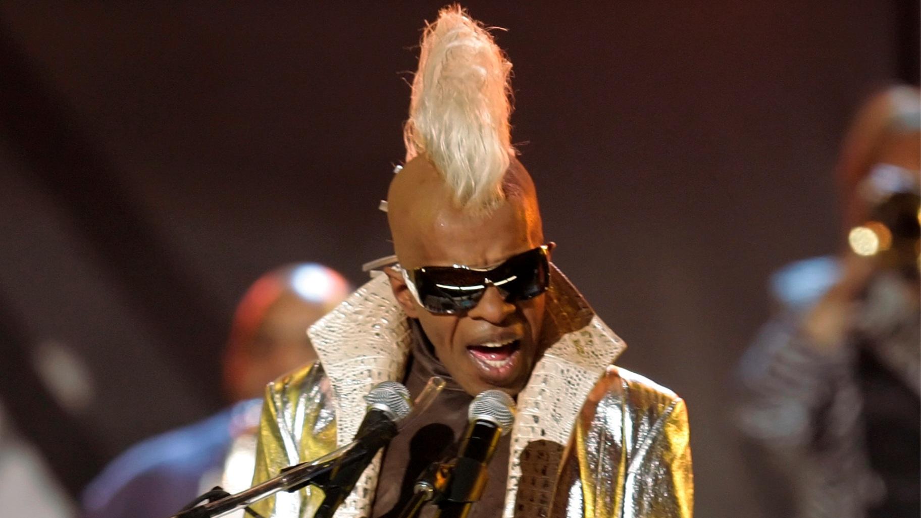  Sly Stone from the group Sly and the Family Stone performs at the 48th Annual Grammy Awards on Feb. 8, 2006, in Los Angeles. (AP Photo/Mark J. Terrill, File)