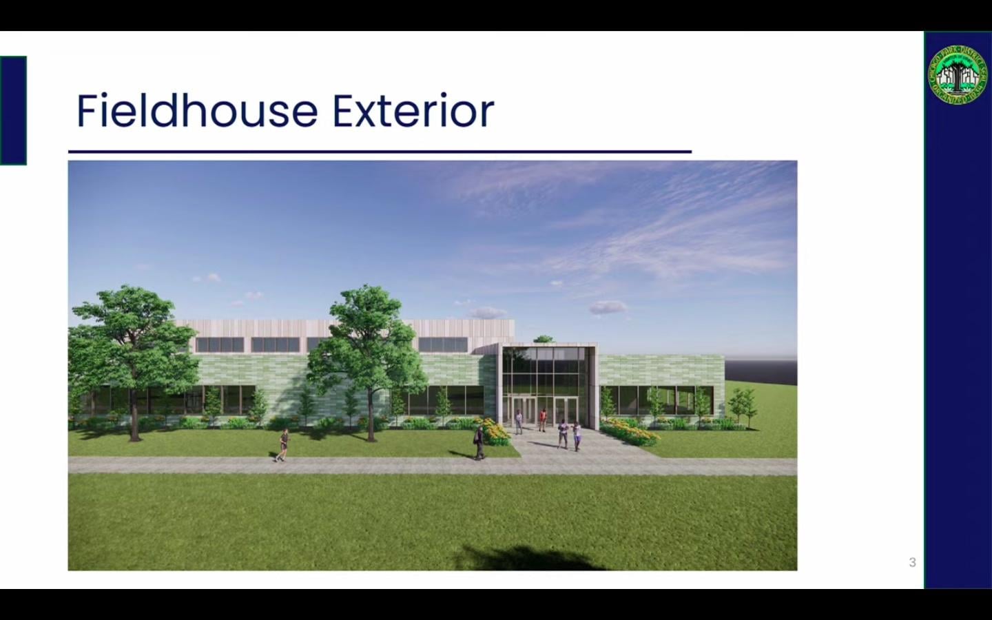 A speculative rendering of Ogden Park’s new fieldhouse. (Courtesy of the Chicago Park District)