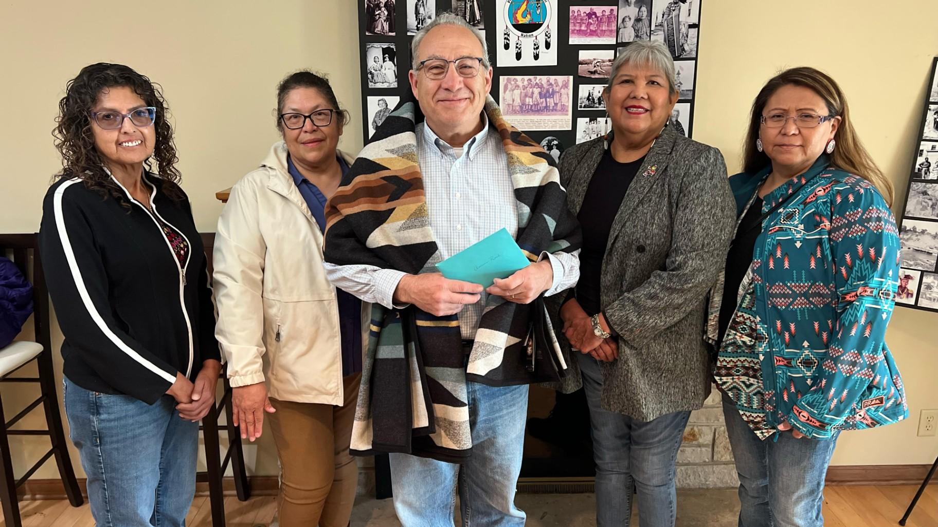 Prairie Band Potawatomi Nation Chairman Joseph “Zeke” Rupnick poses with members of the Prairie Band Potawatomi Nation. (Provided)