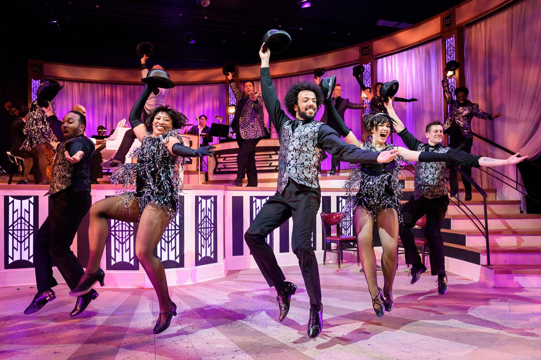 From left: Chuckie Benson, Terri K. Woodall, Joey Stone, Madison Piner and Tristan Bruns in “Rockin’ in Rhythm” from “Sophisticated Ladies” by Porchlight Music Theatre. (Photo by Michael Courier)