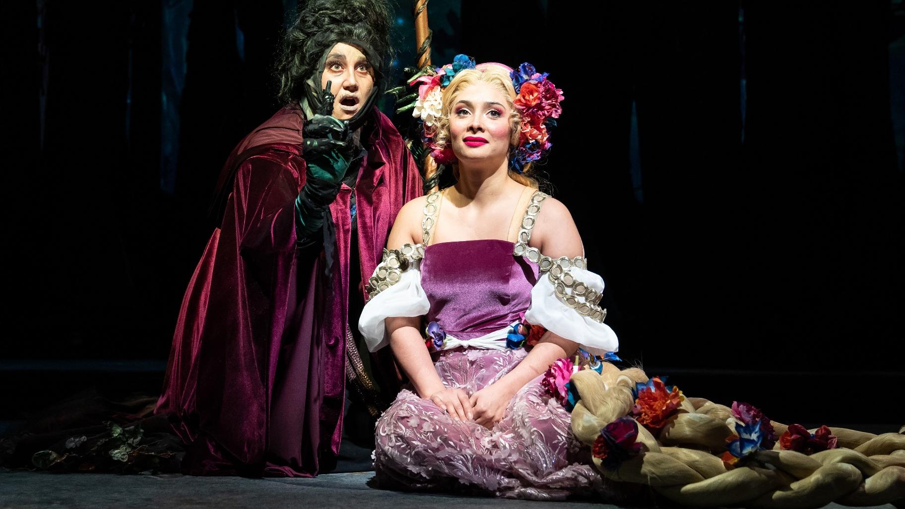 Natalie Weiss (left) plays the Witch and Molly Hernández is Rapunzel in Paramount Theatre’s “Into the Woods.” (Credit: Liz Lauren)
