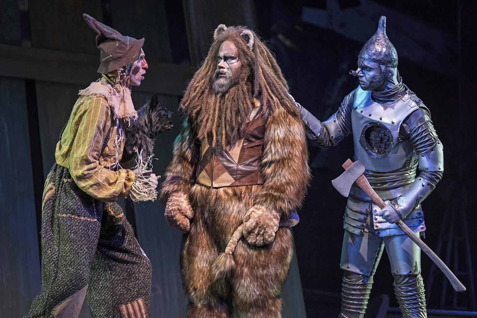 From left: Kyle Adams, Paul-Jordan Jansen and Carl in “The Wizard of Oz.” (Photo credit: Liz Lauren)