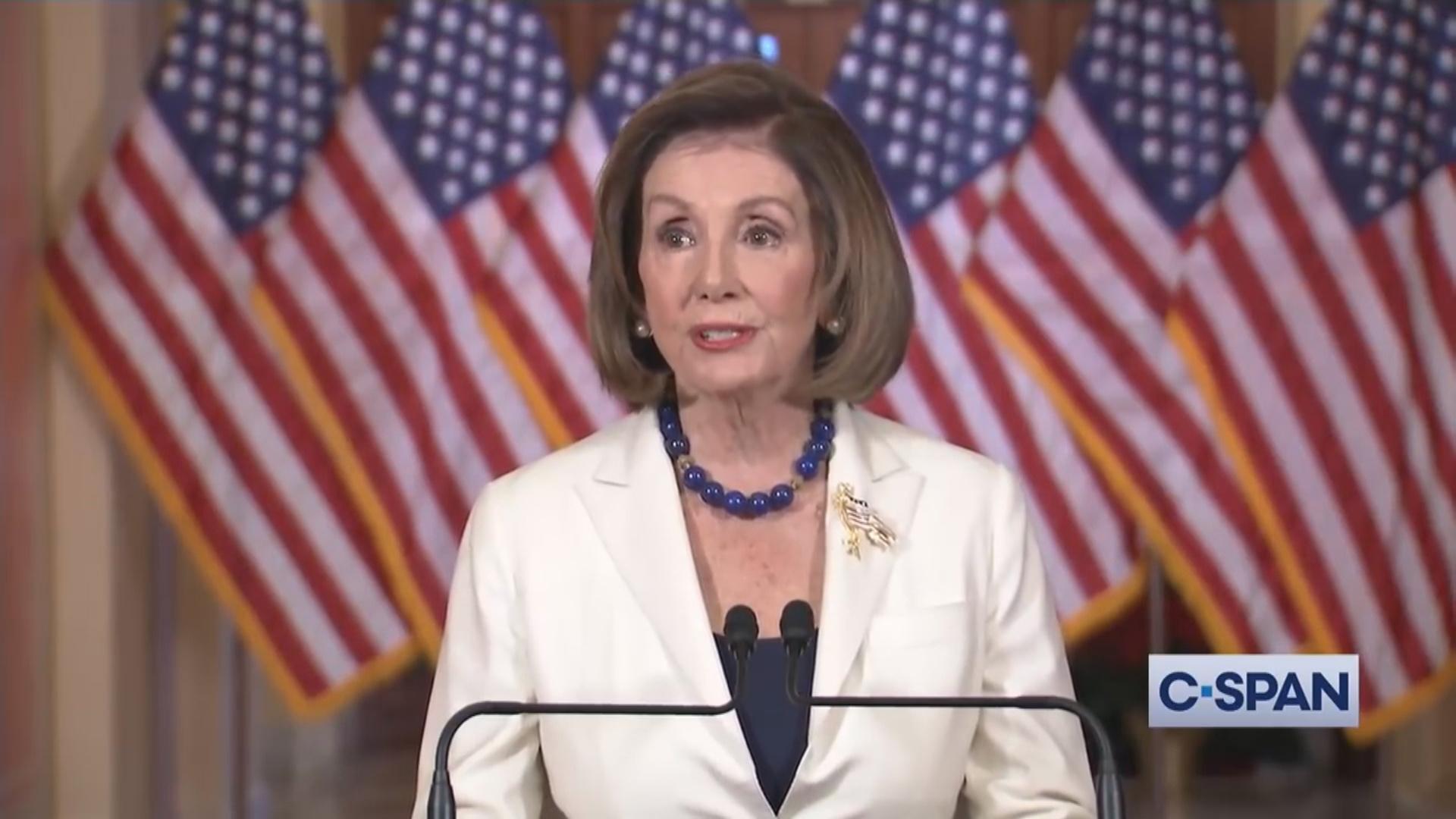 An image from video of Speaker of the House Nancy Pelosi. (WTTW NEWS via C-SPAN)