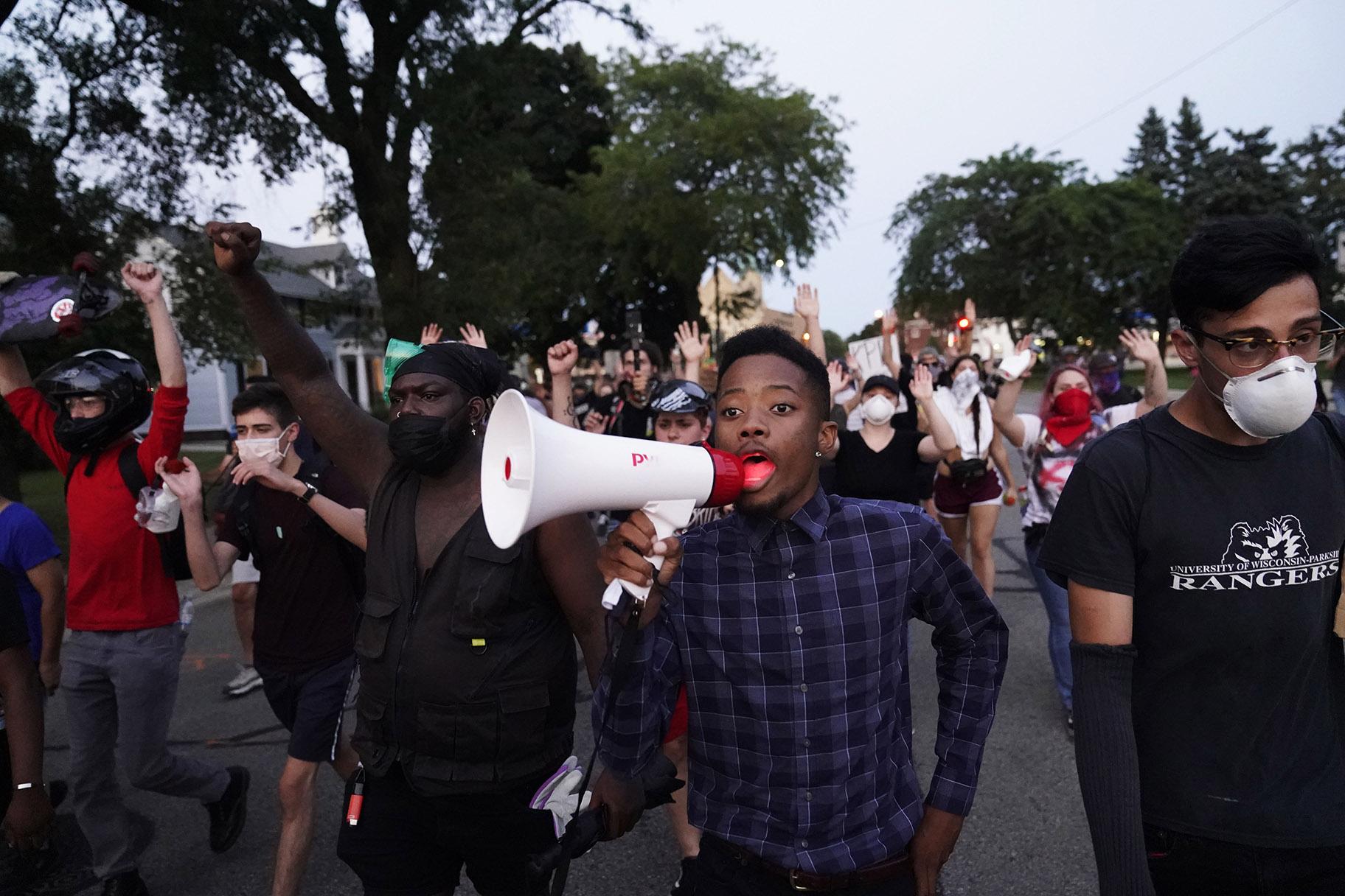 Protesters march against the Sunday police shooting of Jacob Blake in Kenosha, Wis., Wednesday, Aug. 26, 2020. (AP Photo / David Goldman)