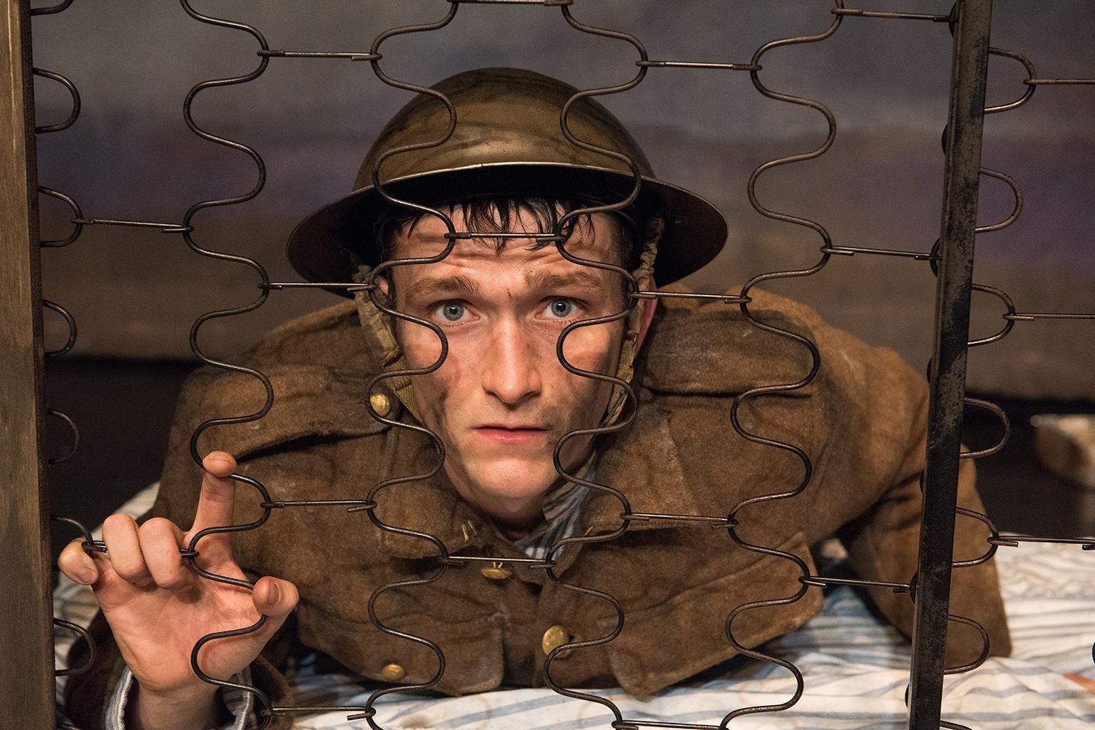 Shane O’Regan stars in the one-man show “Private Peaceful.” (Credit: Ahron R. Foster)