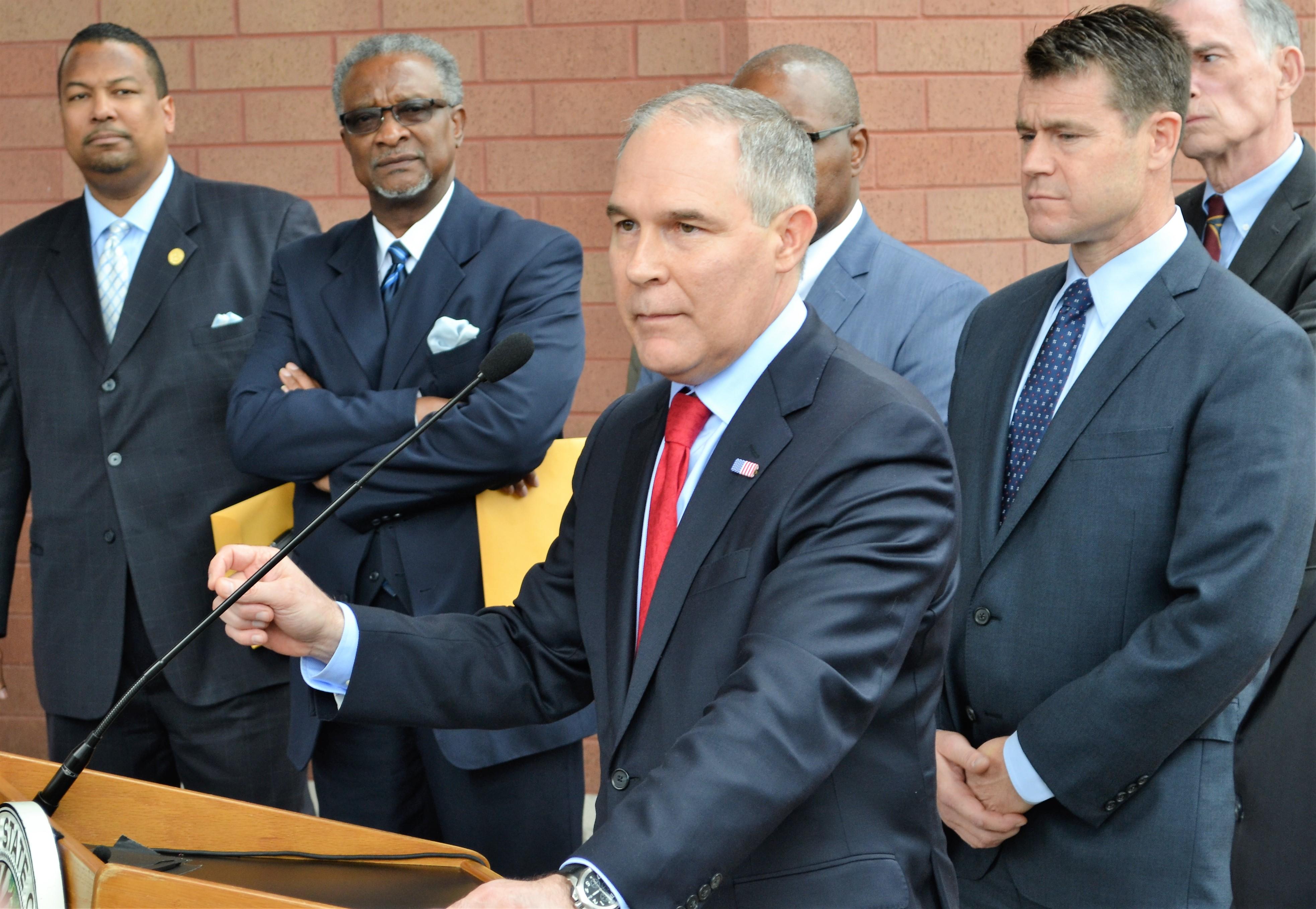 EPA Administrator Scott Pruitt speaks Wednesday after meeting with residents in East Chicago. (Alex Ruppenthal / Chicago Tonight)