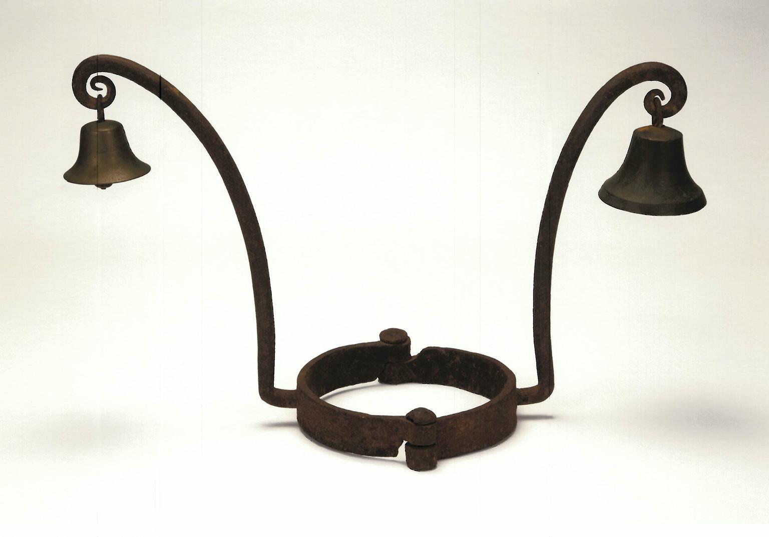 A slave collar with bells, made of iron and brass, from between 1800 and 1865 (Courtesy of the Holden Family Collection)