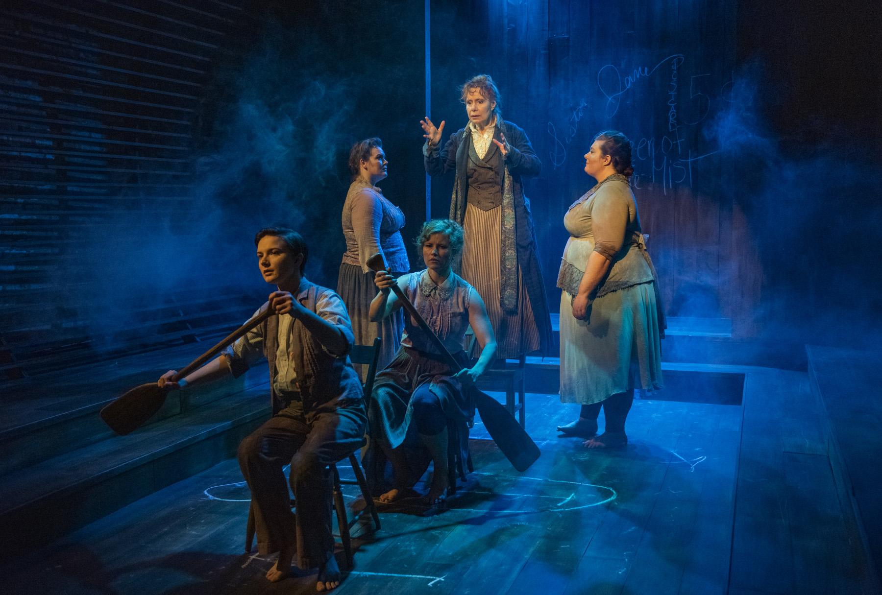 From left, Hannah Starr, Neala Barron, Liz Chidester, Barbara E. Robertson in “Queen of the Mist.” (Photo by Michael Brosilow) 