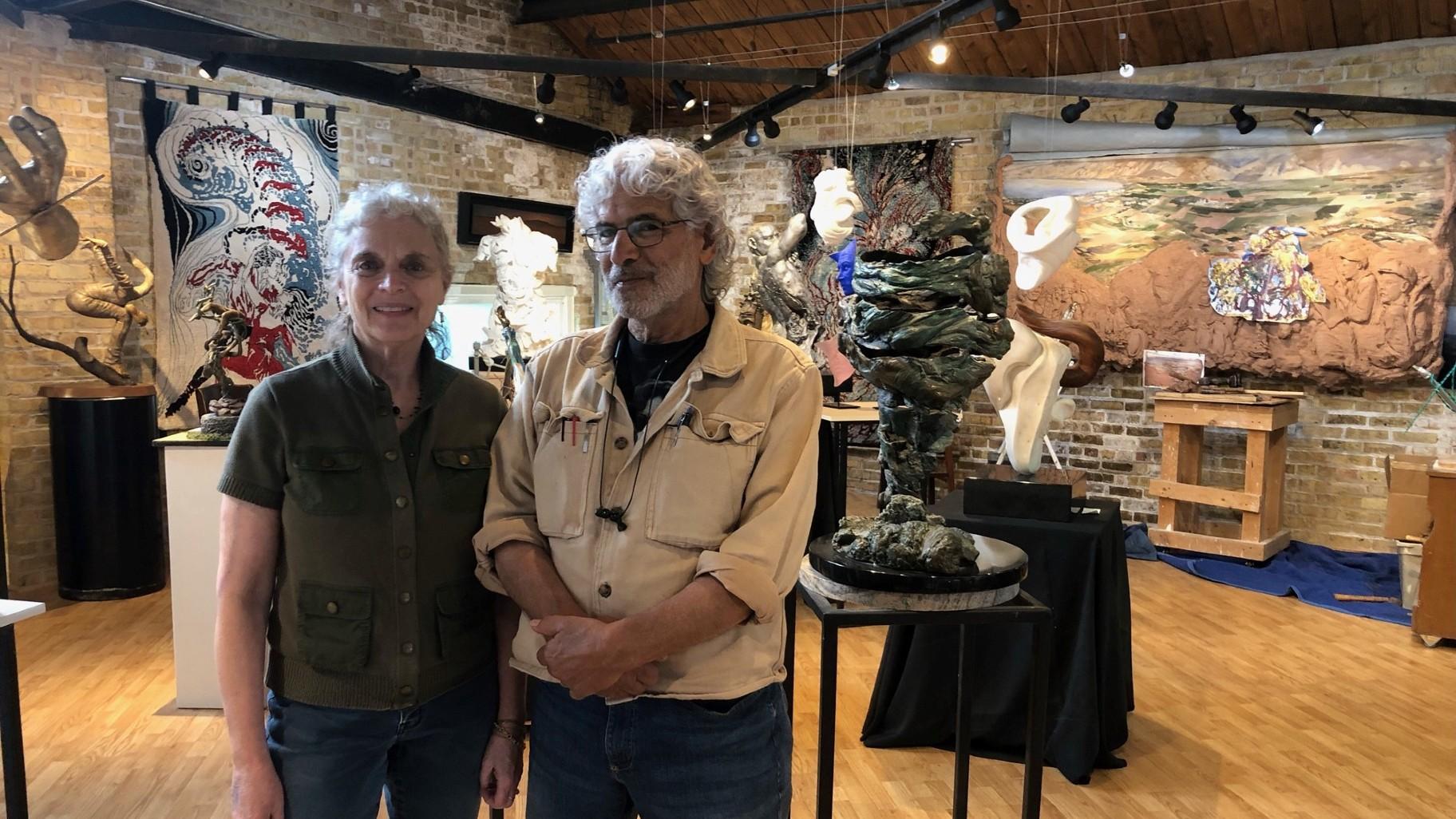 Julie Rotblatt Amrany and Omri Amrany at their studio. (Marc Vitali / WTTW News)