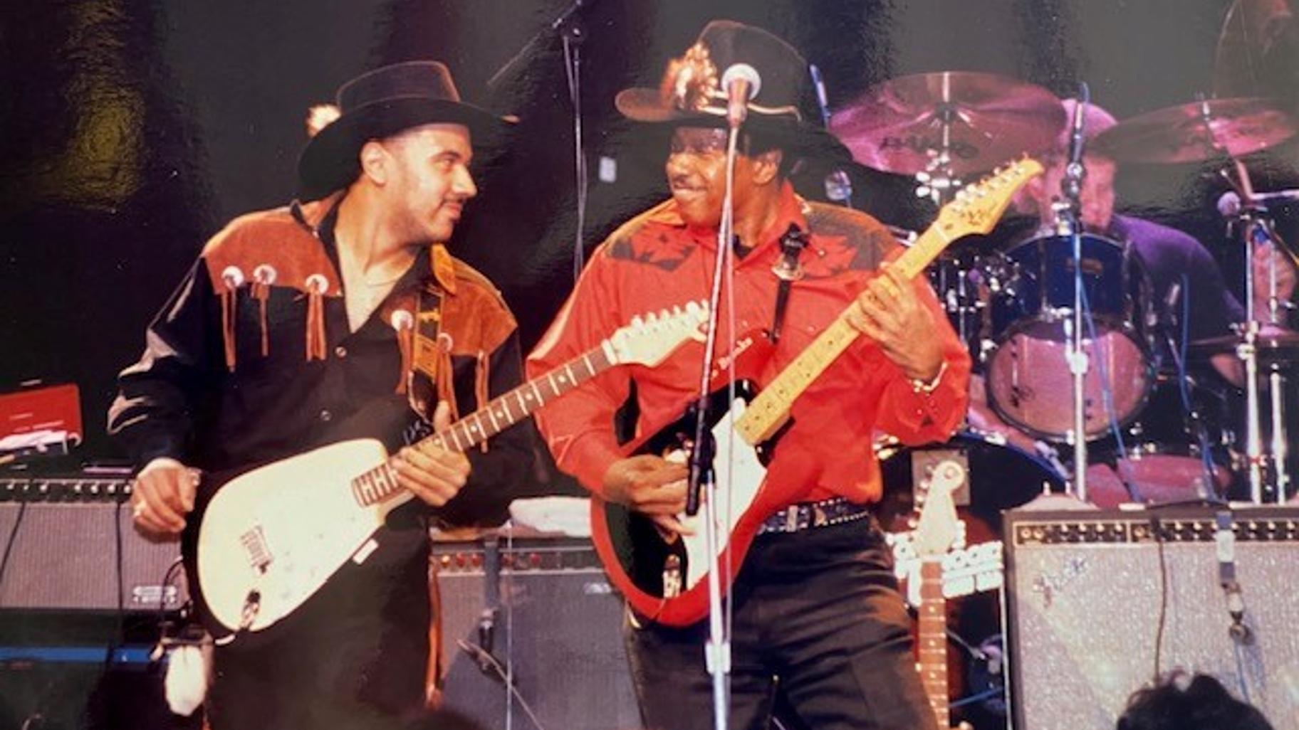 Ronnie Baker Brooks and Lonnie Brooks, late 1980s. (Courtesy of Ronnie Baker Brooks)