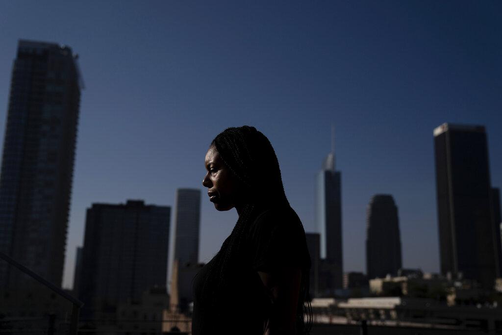 Efuru Flowers, a co-founder of Black Women Rally for Action, poses for photos Monday, Sept. 28, 2020, in Los Angeles. (AP Photo / Jae C. Hong)