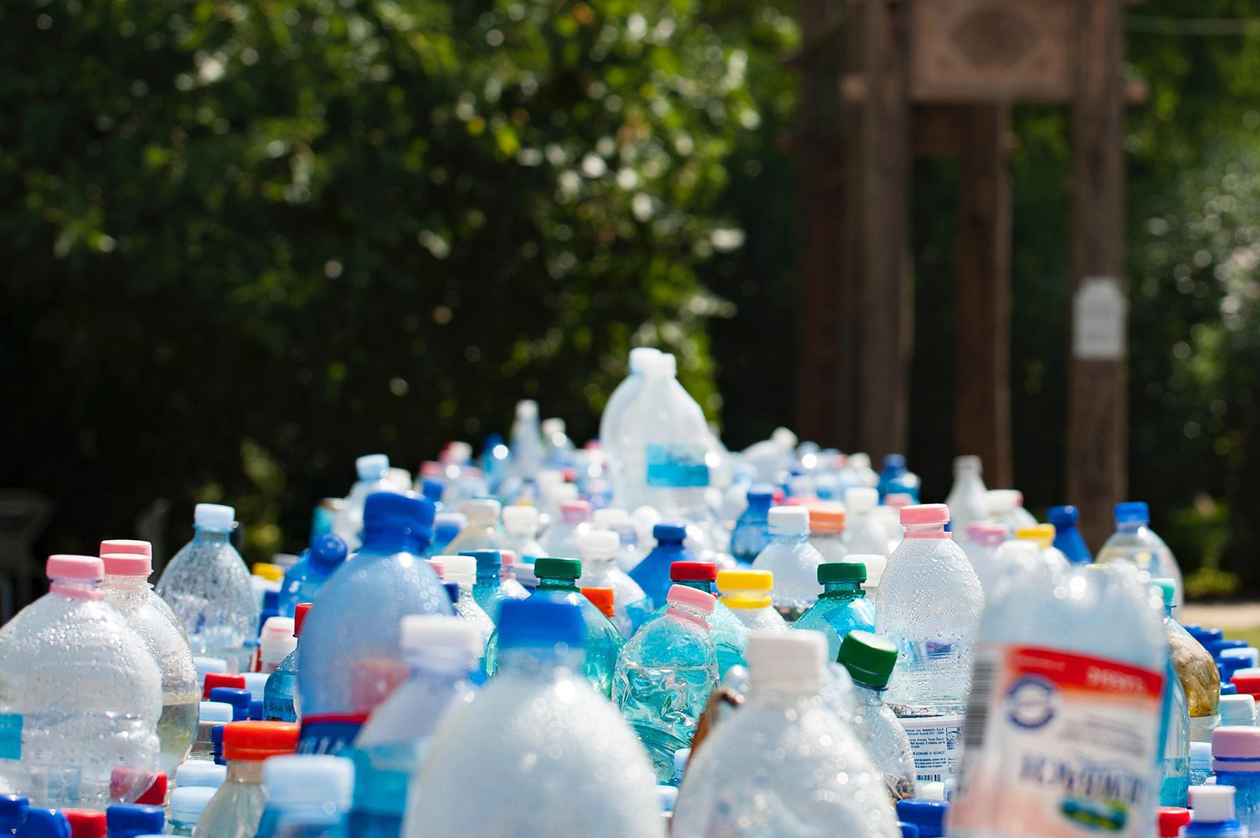 plastic bottle shaped recycling bin