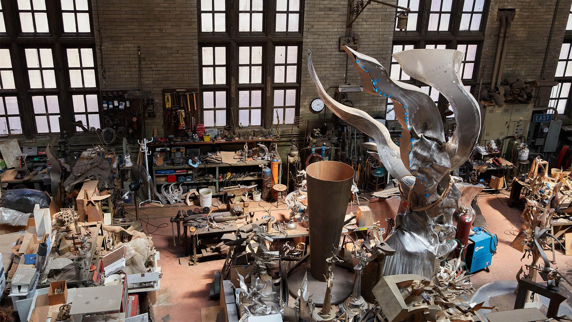 An aerial view of Richard Hunt’s studio. (Courtesy of Richard Hunt)