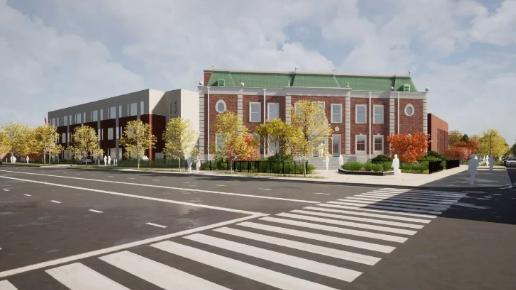 A rendering of the proposed new school in Belmont Cragin, attached to a park field house. (Courtesy of Chicago Park District)