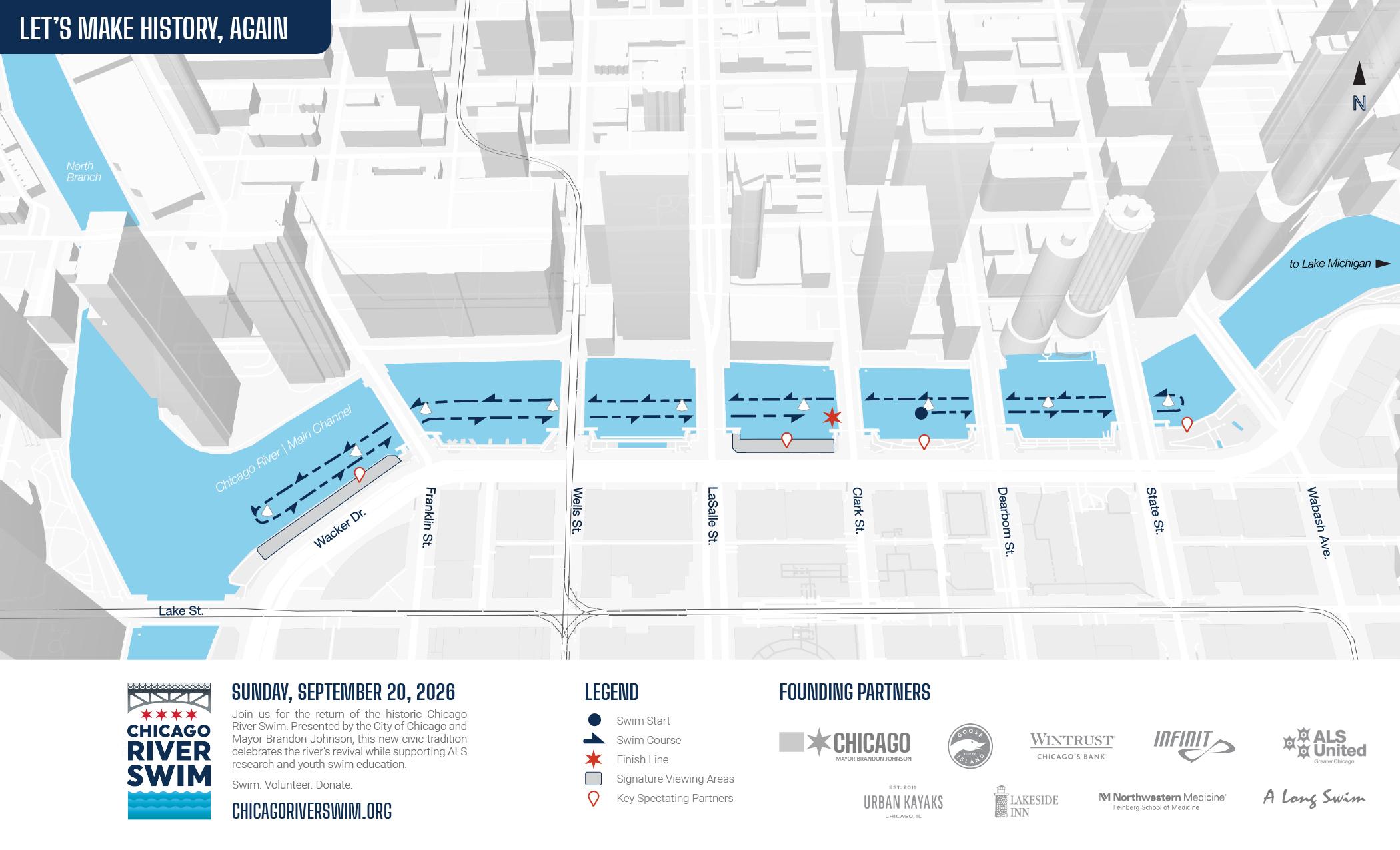 Course map for the Chicago River Swim. (Courtesy Chicago River Swim)
