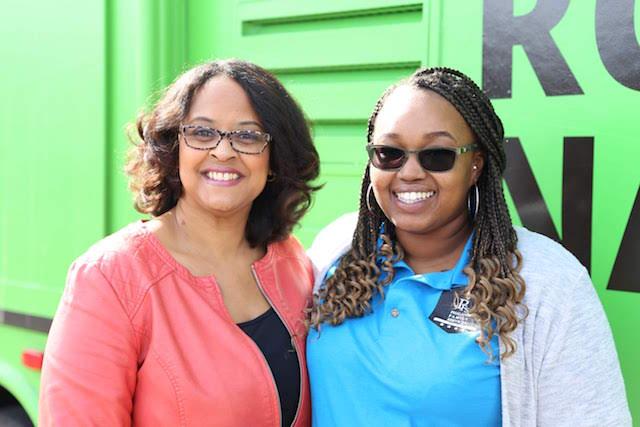 Karin Norington-Reaves (left) and Yasmine Tolbert (right) in front of the Roadtrip Nation RV. (Courtesy Roadtrip Nation)