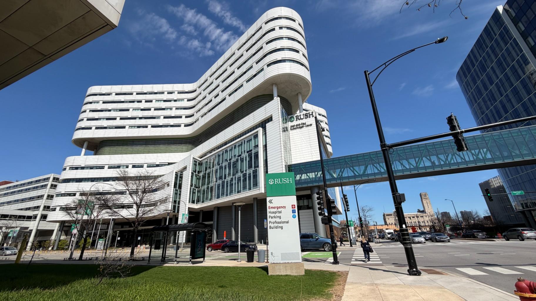 Rush University Medical Center, located at 1620 W. Harrison St. Chicago, IL 60612. (Eunice Alpasan / WTTW News)