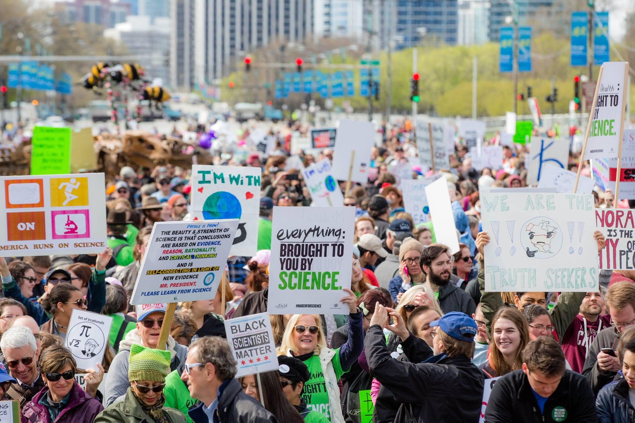 Chicago’s March for Science drew an estimated 60,000 participants in 2017. This year’s event will include a science fair and rally. (Zachary James Johnston / United Sciences of Chicago)