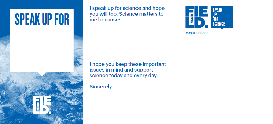 Participants at Chicago's Speak Up For Science will be able to send postcards to the EPA and National Science Foundation describing why science matters to them. (Courtesy Field Museum)