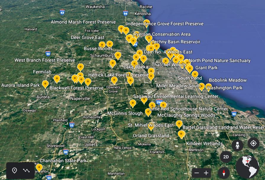 Interactive: Click the map to learn about each of the 60 natural areas Matt Sparapani and Alison Newberry visited.